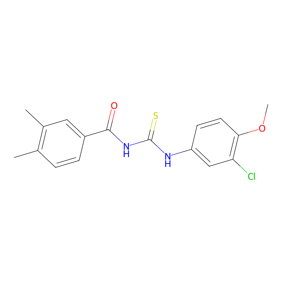N-[(3-chloro-4-methoxyphenyl)carbamothioyl]-3,4-dimethylbenzamide molecular structure, CAS 335213-29-1