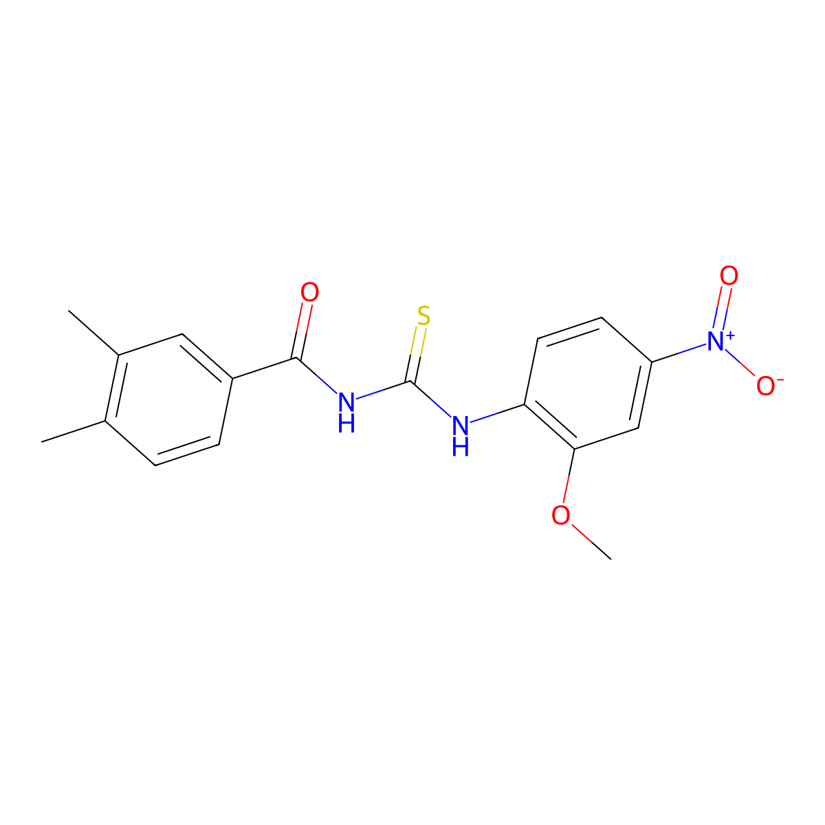 N-[(2-methoxy-4-nitrophenyl)carbamothioyl]-3,4-dimethylbenzamide molecular structure, CAS 335213-38-2