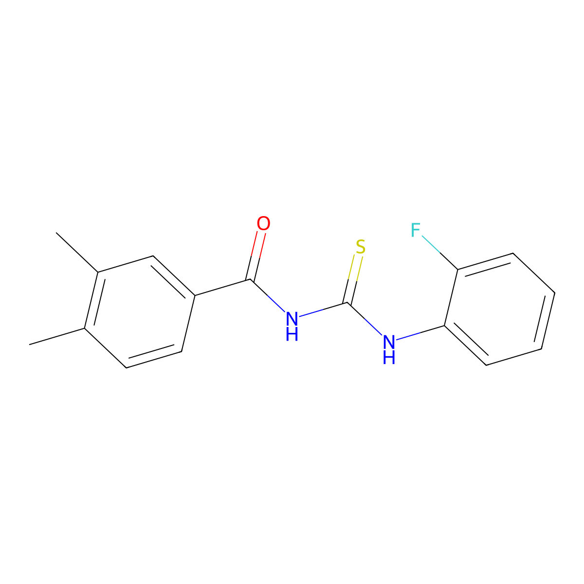 N-[(2-fluorophenyl)carbamothioyl]-3,4-dimethylbenzamide molecular structure, CAS 335213-39-3