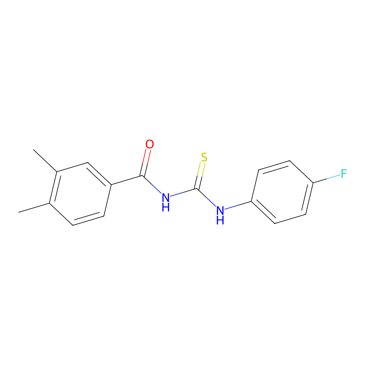 N-[(4-fluorophenyl)carbamothioyl]-3,4-dimethylbenzamide molecular structure, CAS 335213-40-6