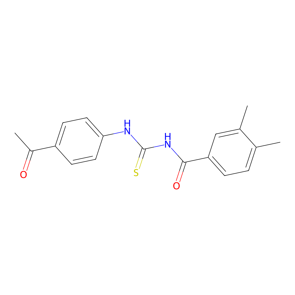 N-[(4-acetylphenyl)carbamothioyl]-3,4-dimethylbenzamide molecular structure, CAS 335213-44-0