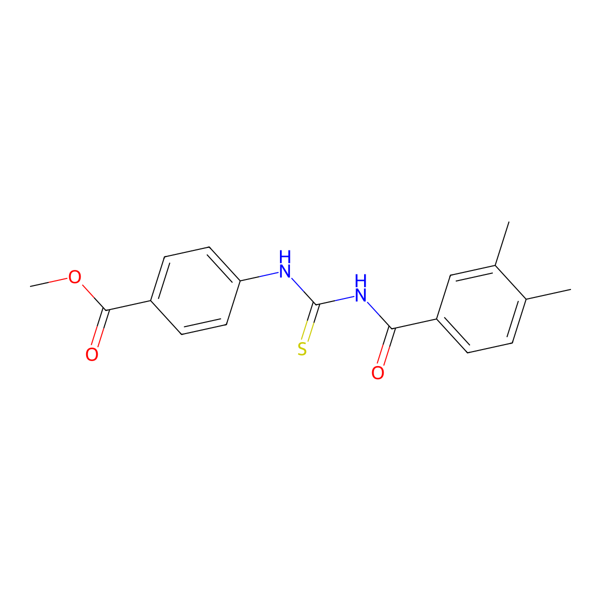 Methyl 4-({[(3,4-dimethylphenyl)carbonyl]carbamothioyl}amino)benzoate molecular structure, CAS 335213-46-2