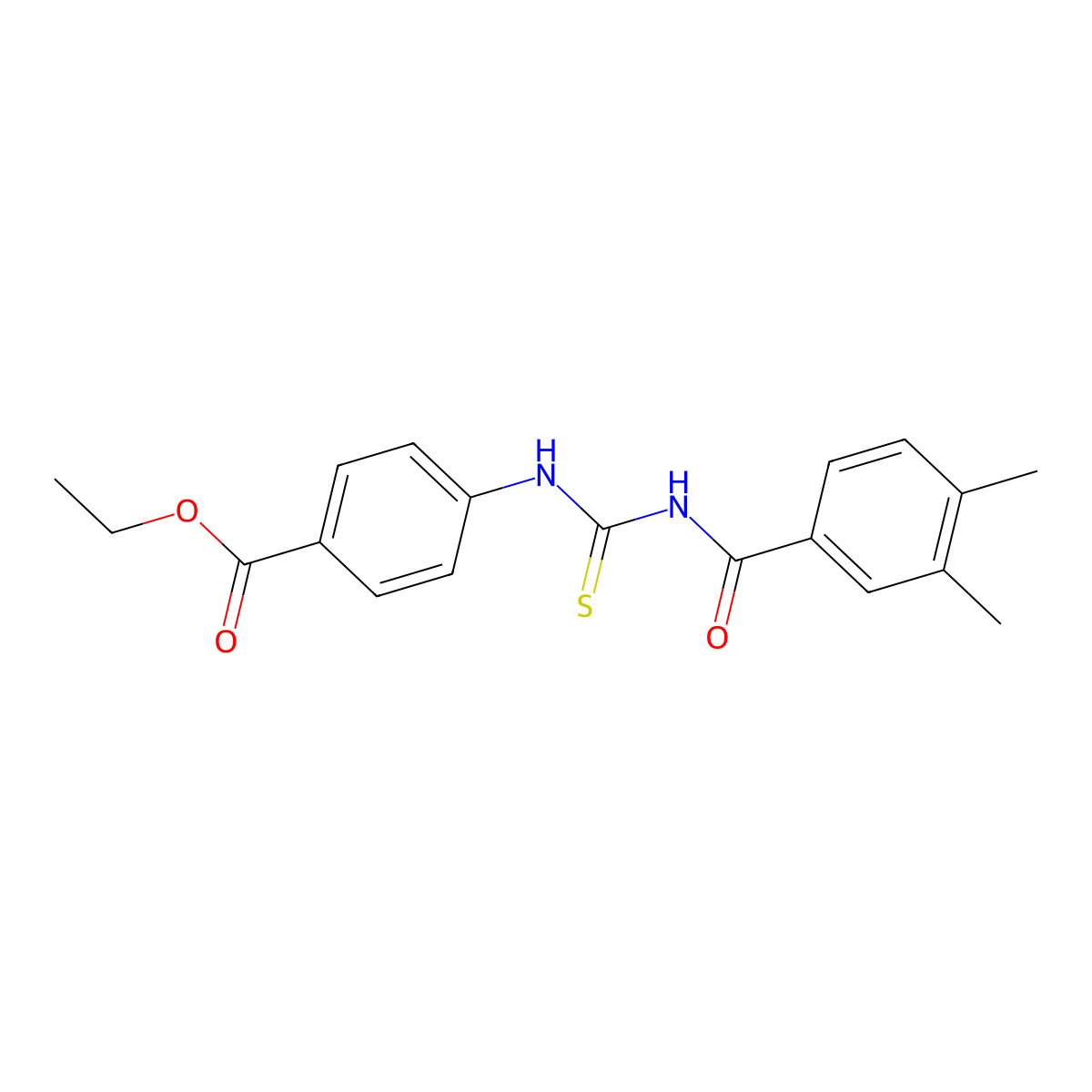 Ethyl 4-({[(3,4-dimethylphenyl)carbonyl]carbamothioyl}amino)benzoate molecular structure, CAS 335213-47-3