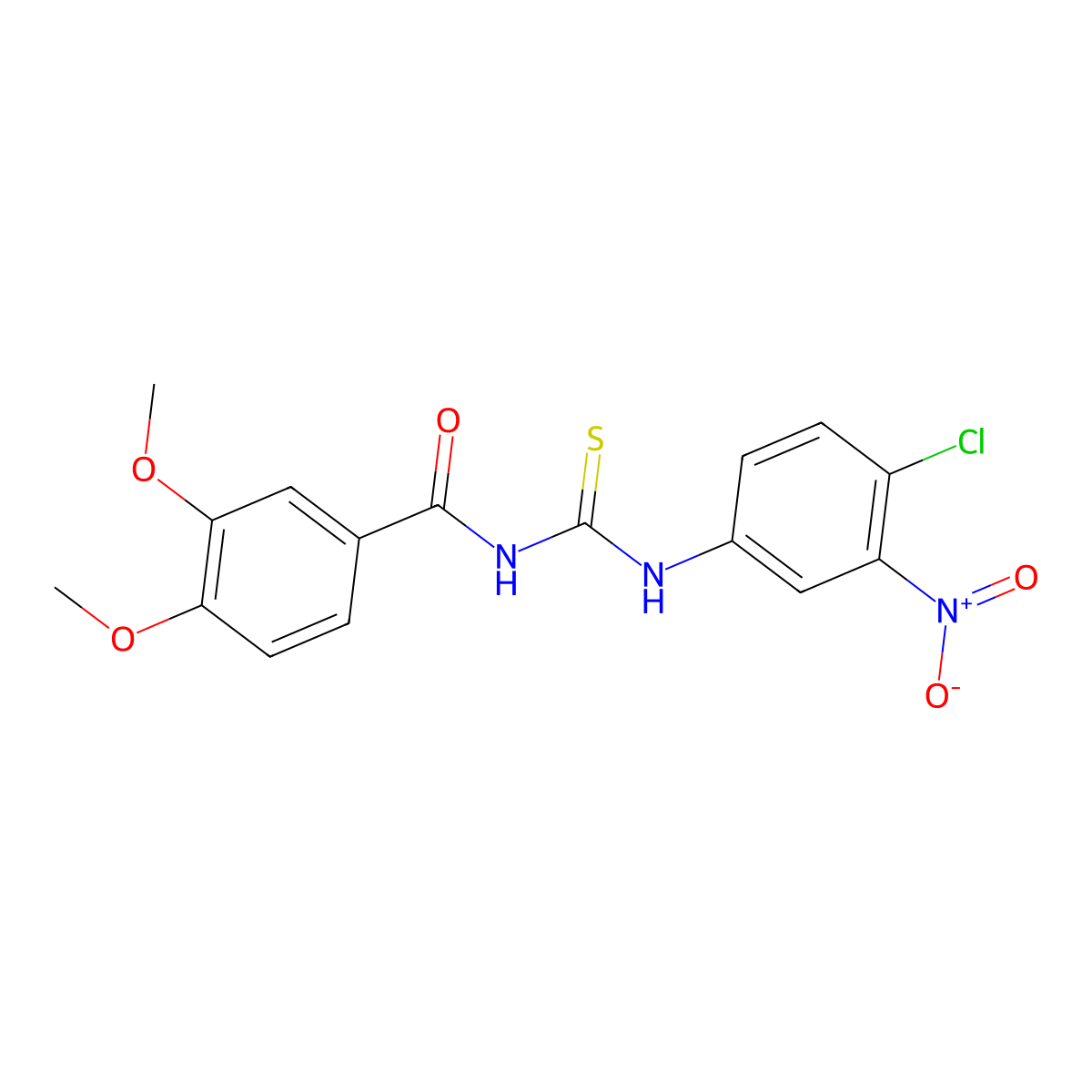 N-{4-chloro-3-nitrophenyl}-N'-(3,4-dimethoxybenzoyl)thiourea molecular structure, CAS 335213-49-5