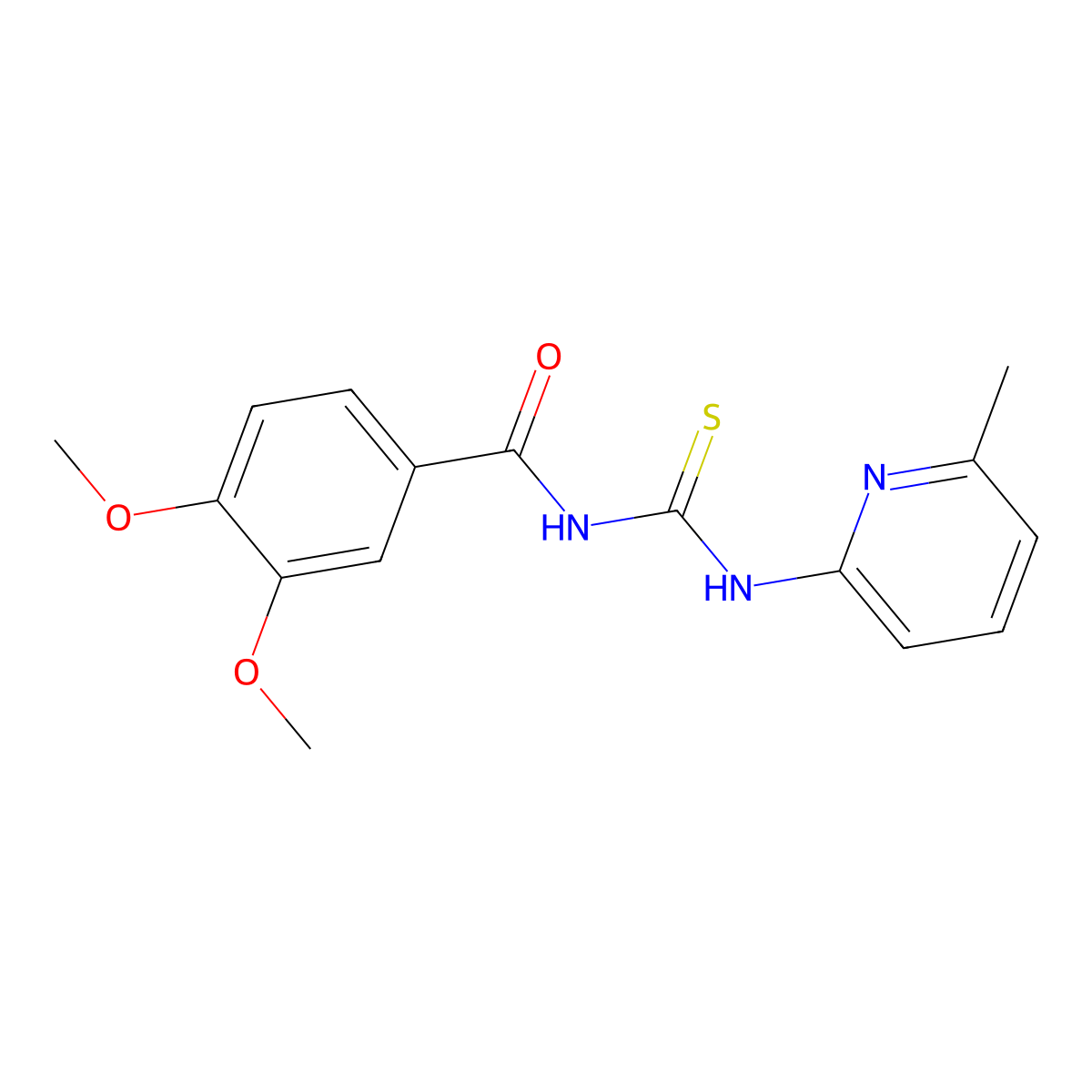 3,4-dimethoxy-N-[(6-methylpyridin-2-yl)carbamothioyl]benzamide molecular structure, CAS 335213-55-3