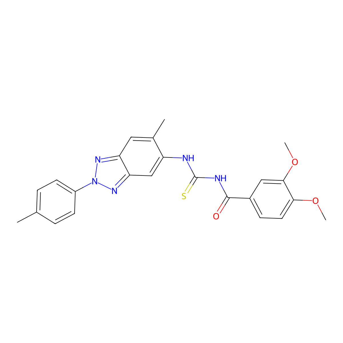 3,4-dimethoxy-N-{[6-methyl-2-(4-methylphenyl)-2H-benzotriazol-5-yl]carbamothioyl}benzamide molecular structure, CAS 335213-61-1