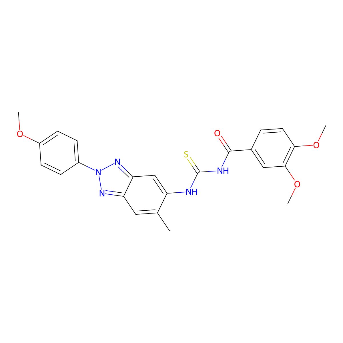 3,4-dimethoxy-N-{[2-(4-methoxyphenyl)-6-methyl-2H-benzotriazol-5-yl]carbamothioyl}benzamide molecular structure, CAS 335213-62-2