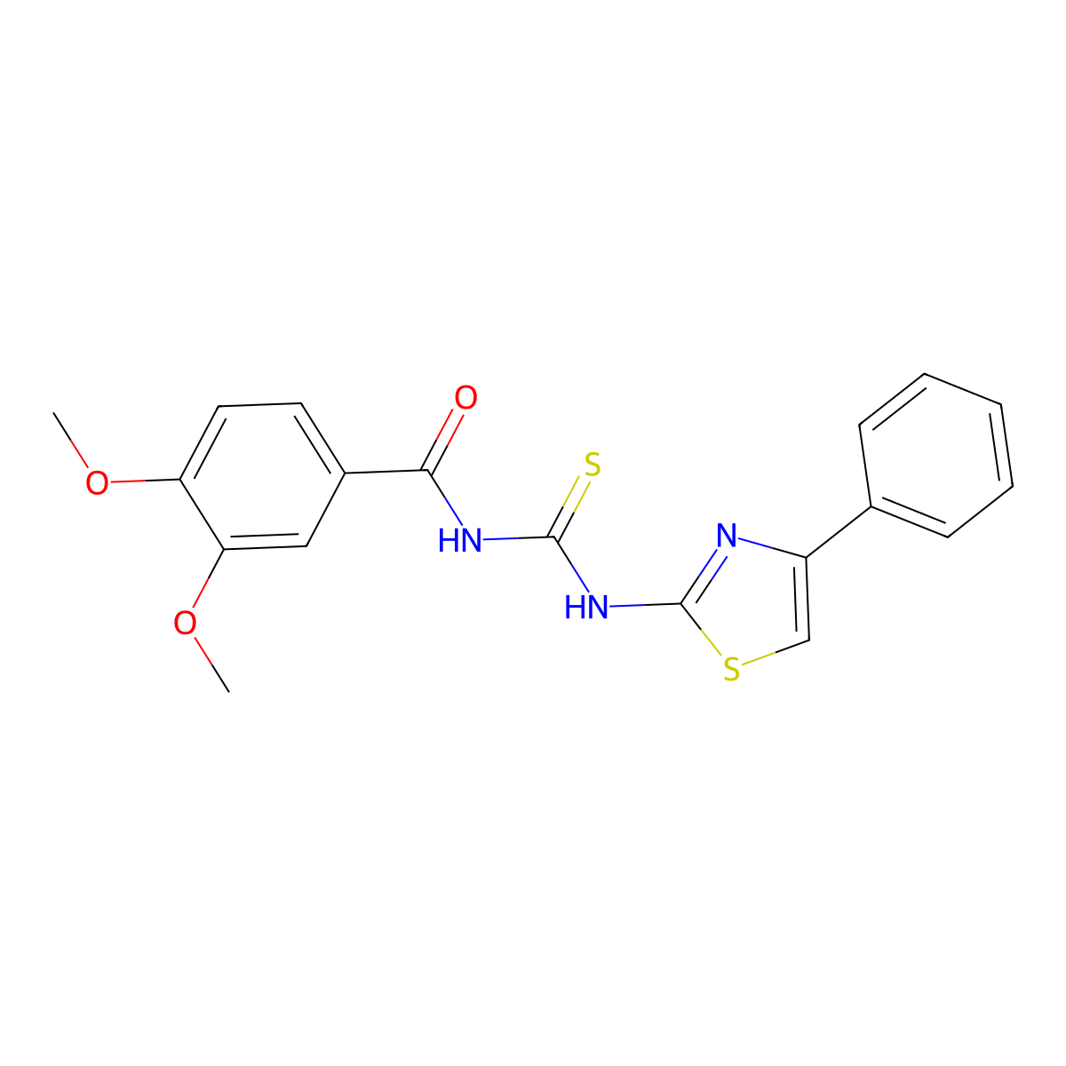 N-(3,4-dimethoxybenzoyl)-N'-(4-phenyl-1,3-thiazol-2-yl)thiourea molecular structure, CAS 335213-64-4