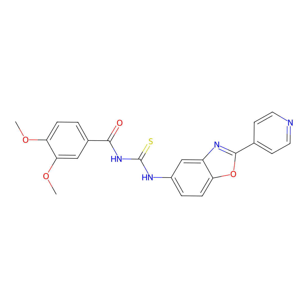 3,4-dimethoxy-N-{[2-(pyridin-4-yl)-1,3-benzoxazol-5-yl]carbamothioyl}benzamide molecular structure, CAS 335213-70-2