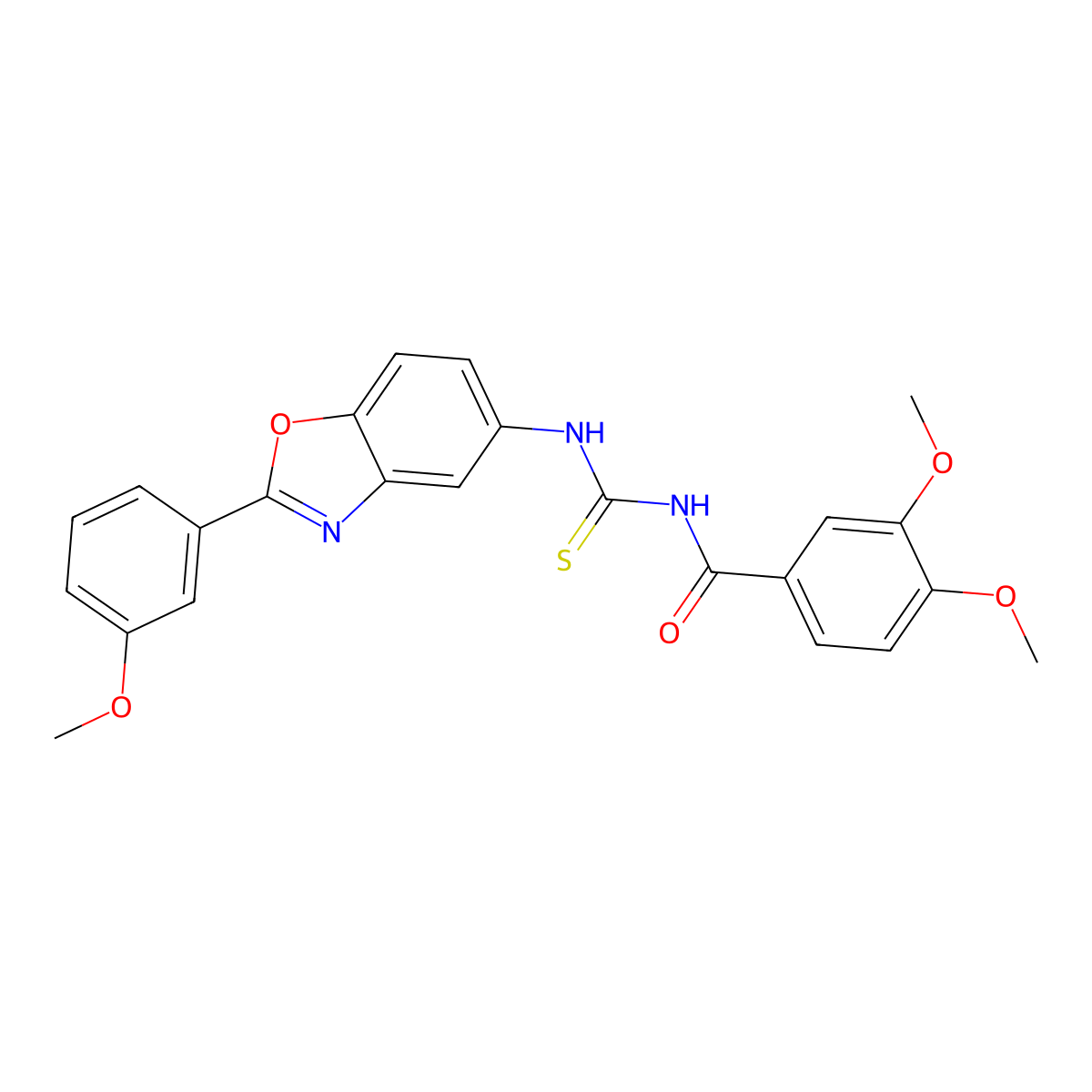 3,4-dimethoxy-N-{[2-(3-methoxyphenyl)-1,3-benzoxazol-5-yl]carbamothioyl}benzamide molecular structure, CAS 335213-71-3