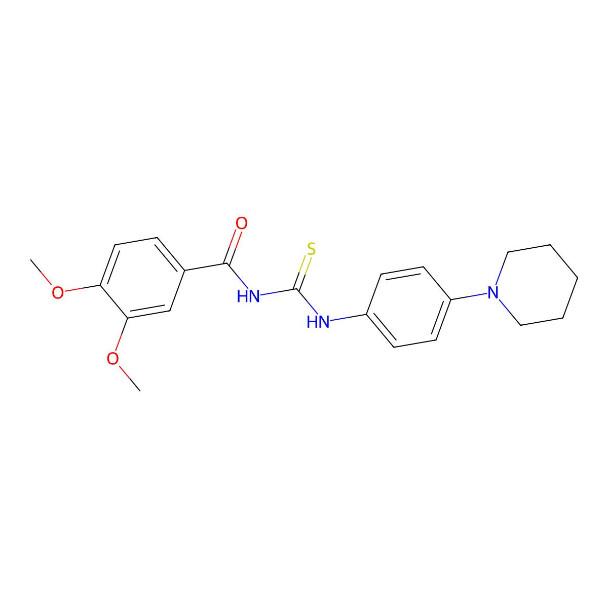 3,4-dimethoxy-N-{[4-(piperidin-1-yl)phenyl]carbamothioyl}benzamide molecular structure, CAS 335213-72-4