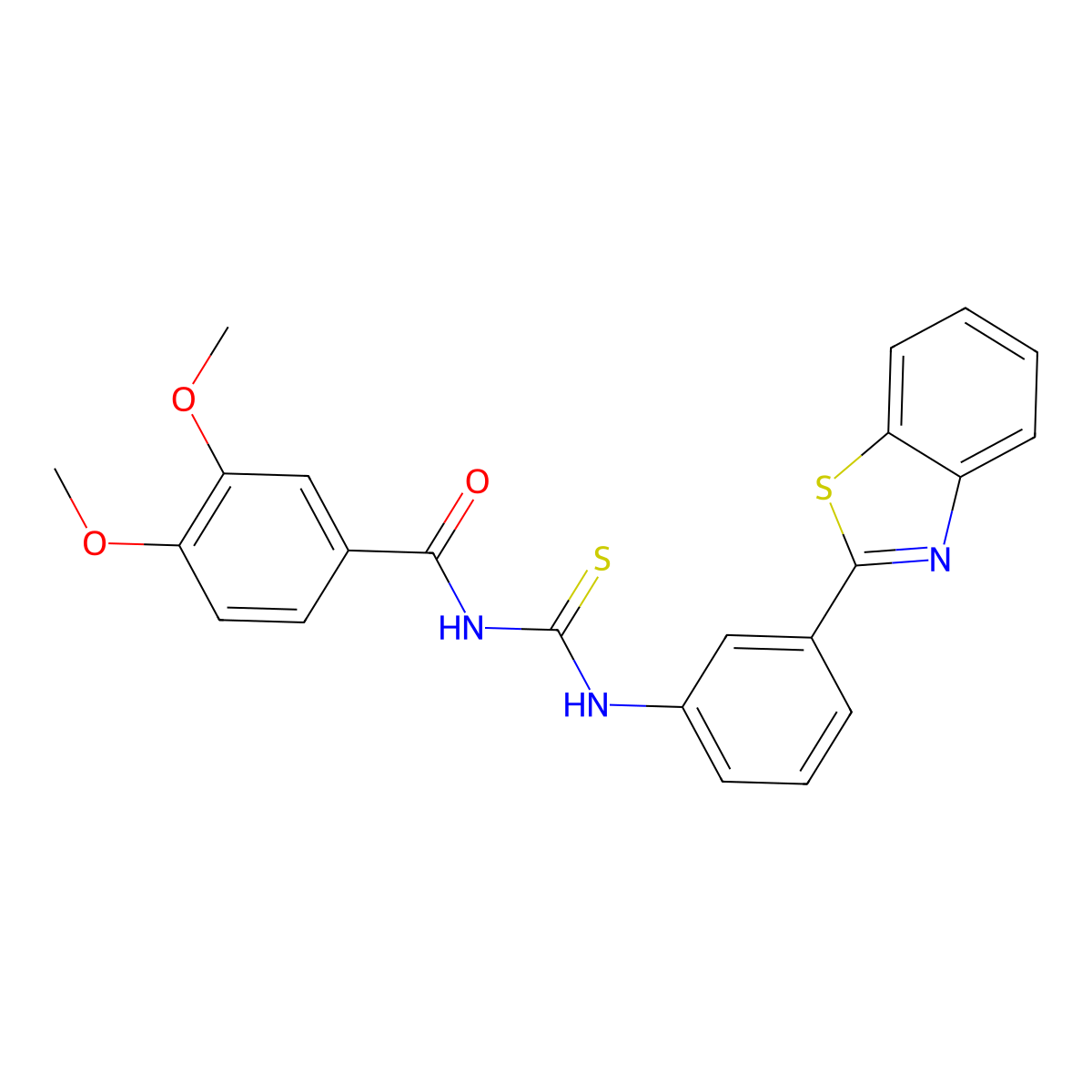 N-[[3-(1,3-benzothiazol-2-yl)phenyl]carbamothioyl]-3,4-dimethoxybenzamide molecular structure, CAS 335213-82-6