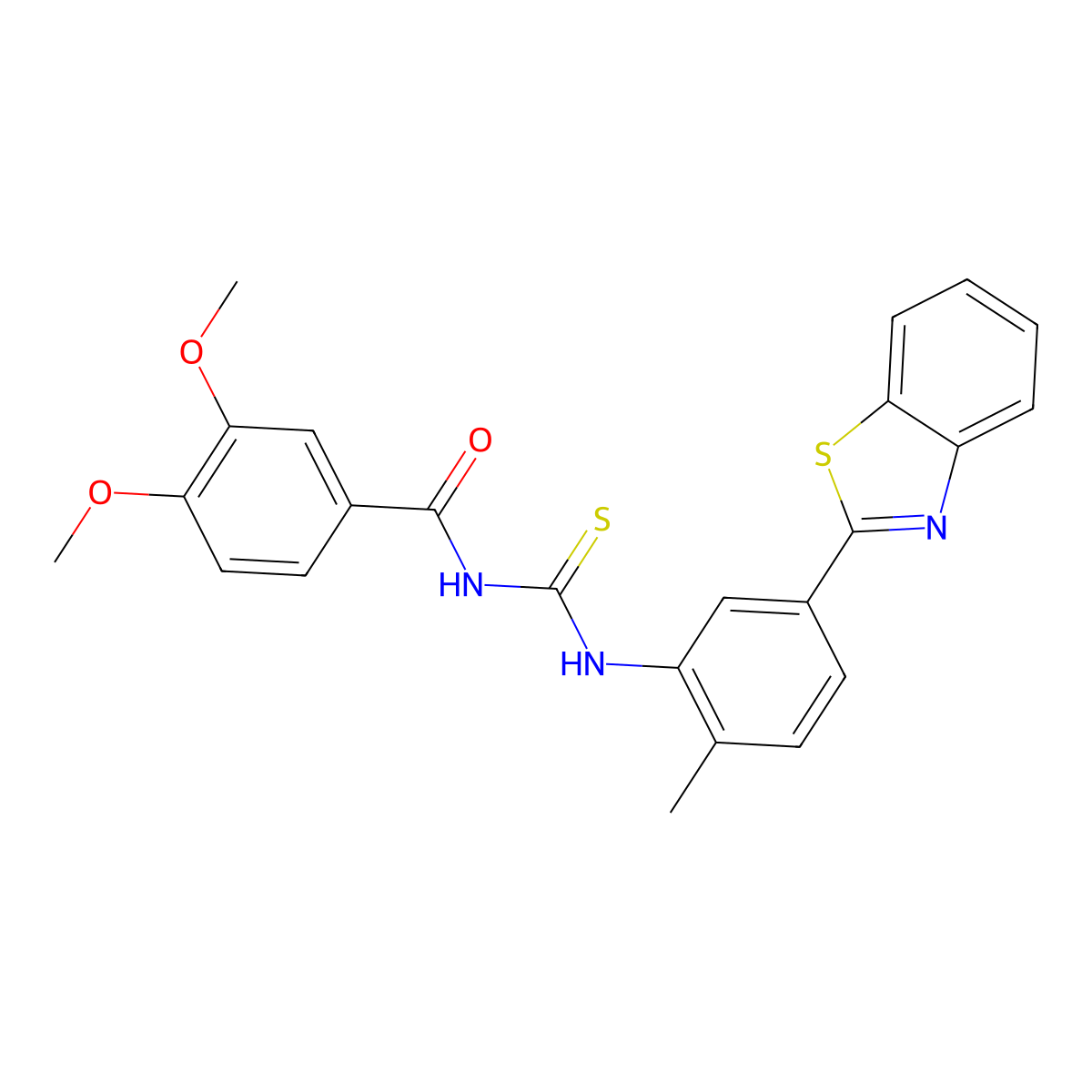N-[[5-(1,3-benzothiazol-2-yl)-2-methylphenyl]carbamothioyl]-3,4-dimethoxybenzamide molecular structure, CAS 335213-83-7
