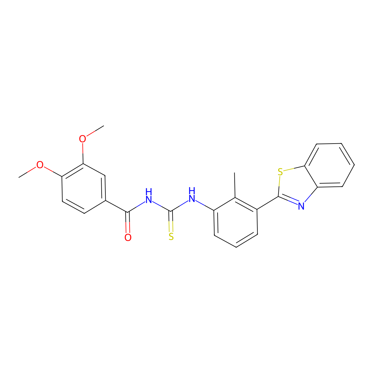 N-[[3-(1,3-benzothiazol-2-yl)-2-methylphenyl]carbamothioyl]-3,4-dimethoxybenzamide molecular structure, CAS 335213-84-8