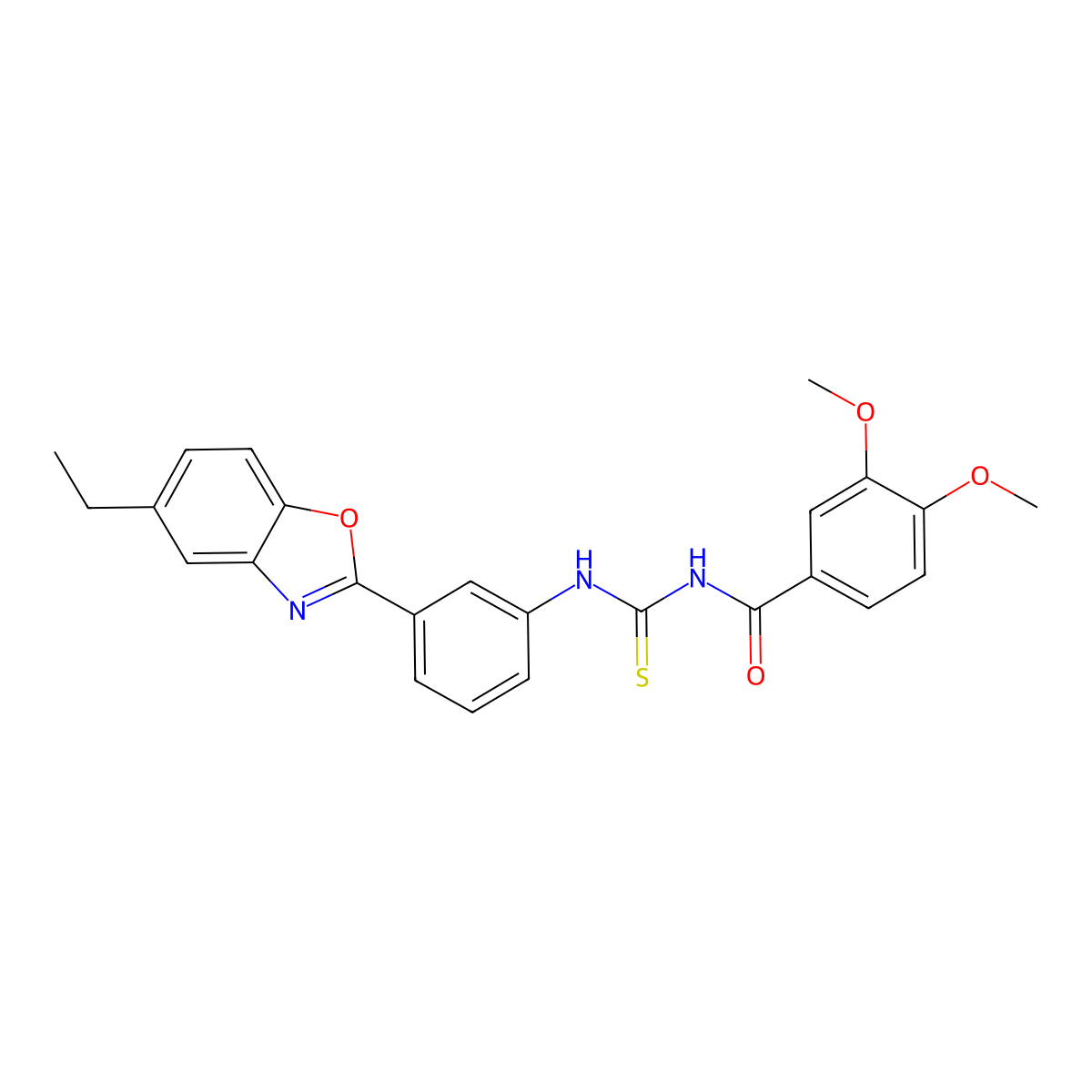 N-(3,4-dimethoxybenzoyl)-N'-[3-(5-ethyl-1,3-benzoxazol-2-yl)phenyl]thiourea molecular structure, CAS 335213-87-1