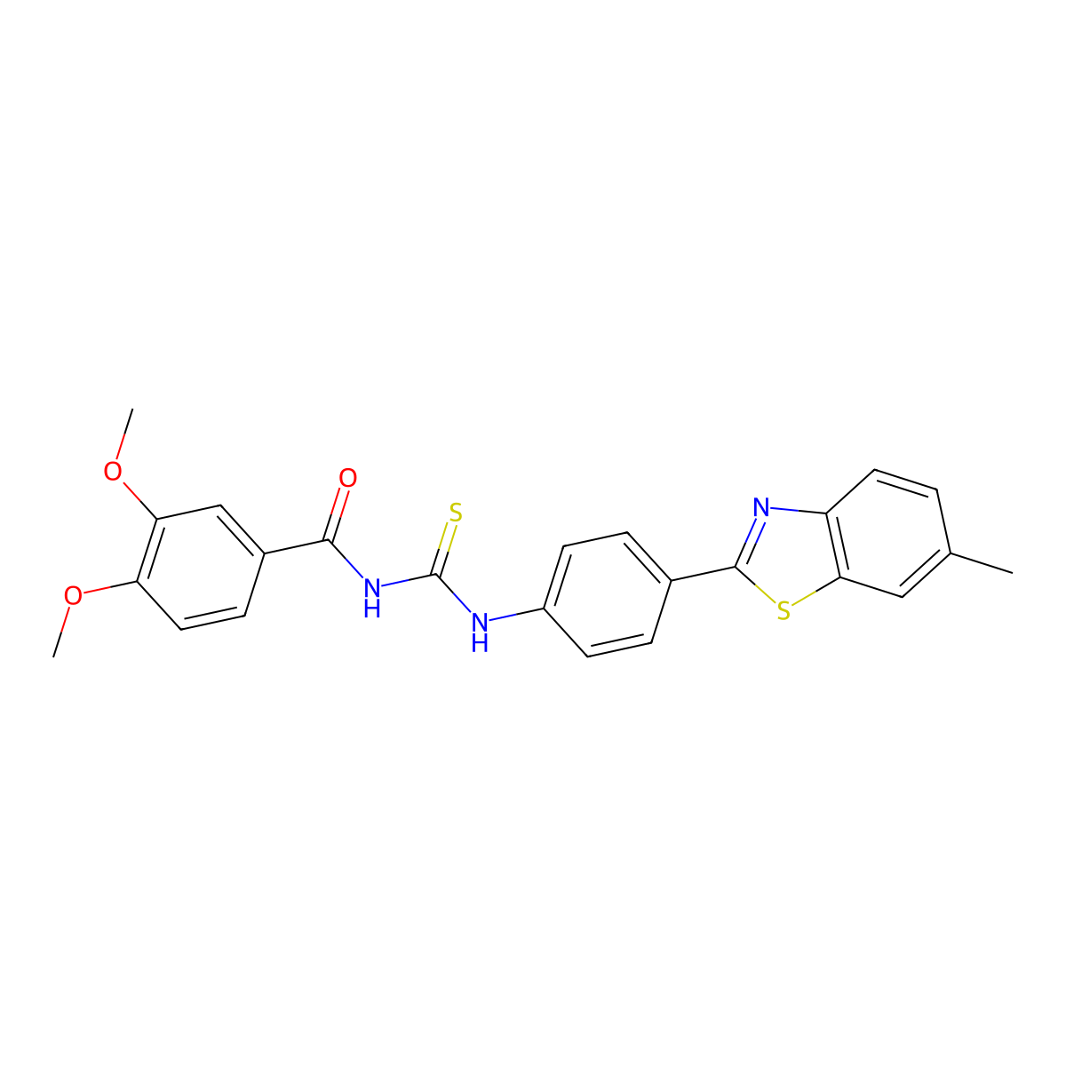 3,4-dimethoxy-N-[[4-(6-methyl-1,3-benzothiazol-2-yl)phenyl]carbamothioyl]benzamide molecular structure, CAS 335213-95-1