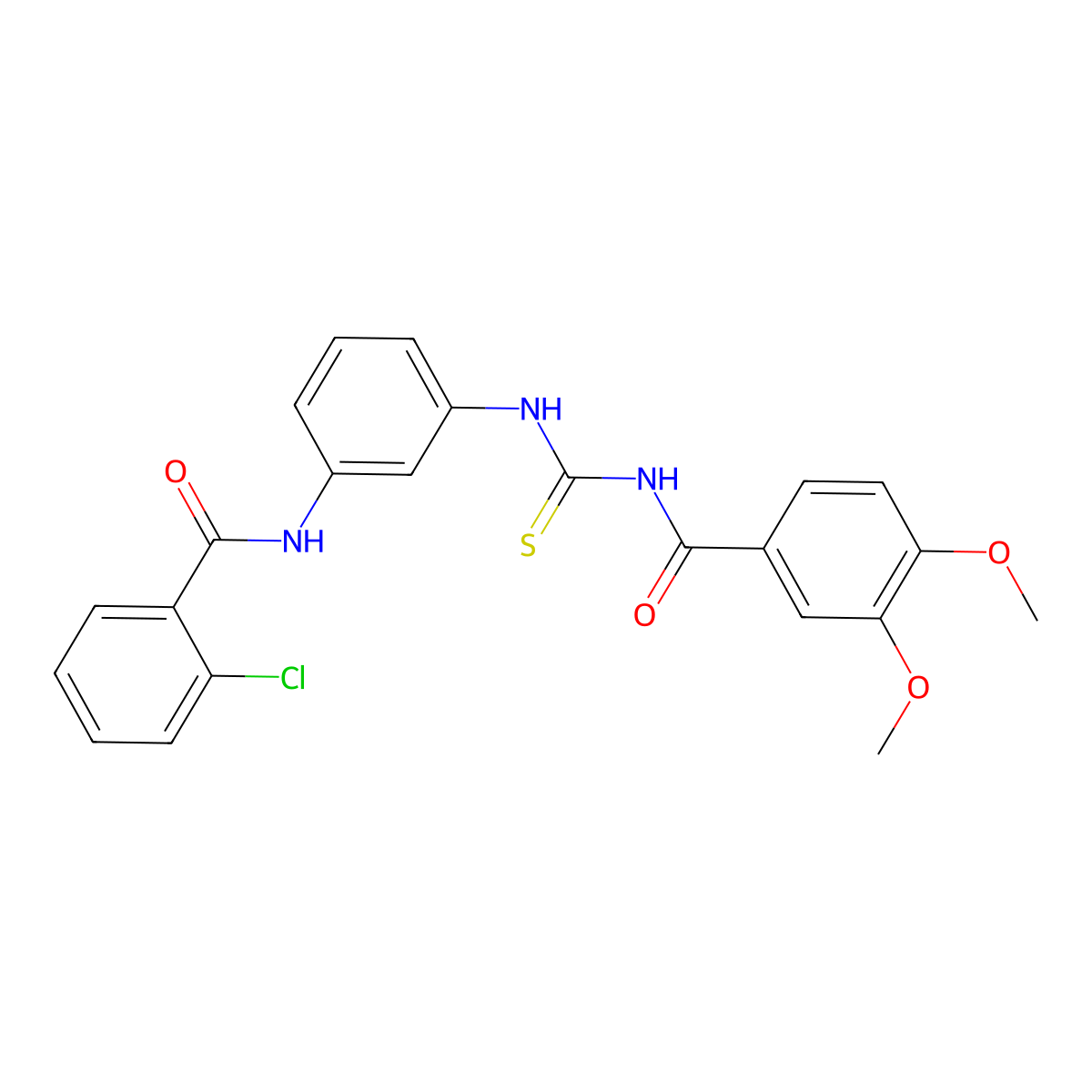 N-[(3-{[(2-chlorophenyl)carbonyl]amino}phenyl)carbamothioyl]-3,4-dimethoxybenzamide molecular structure, CAS 335214-01-2