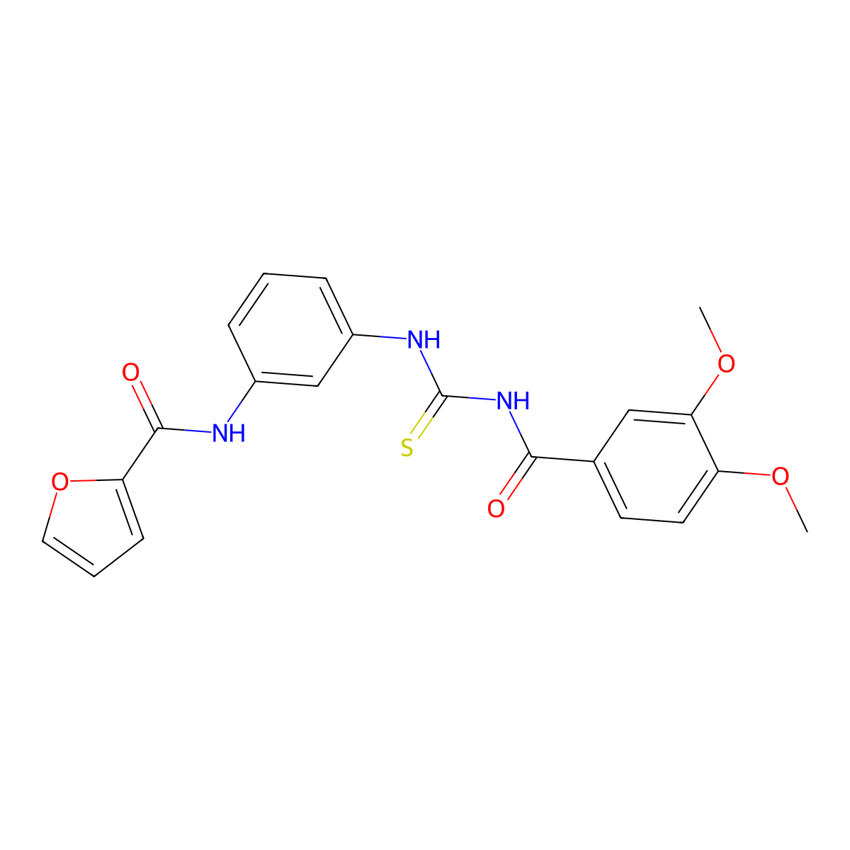 N-[3-({[(3,4-dimethoxyphenyl)carbonyl]carbamothioyl}amino)phenyl]furan-2-carboxamide molecular structure, CAS 335214-03-4