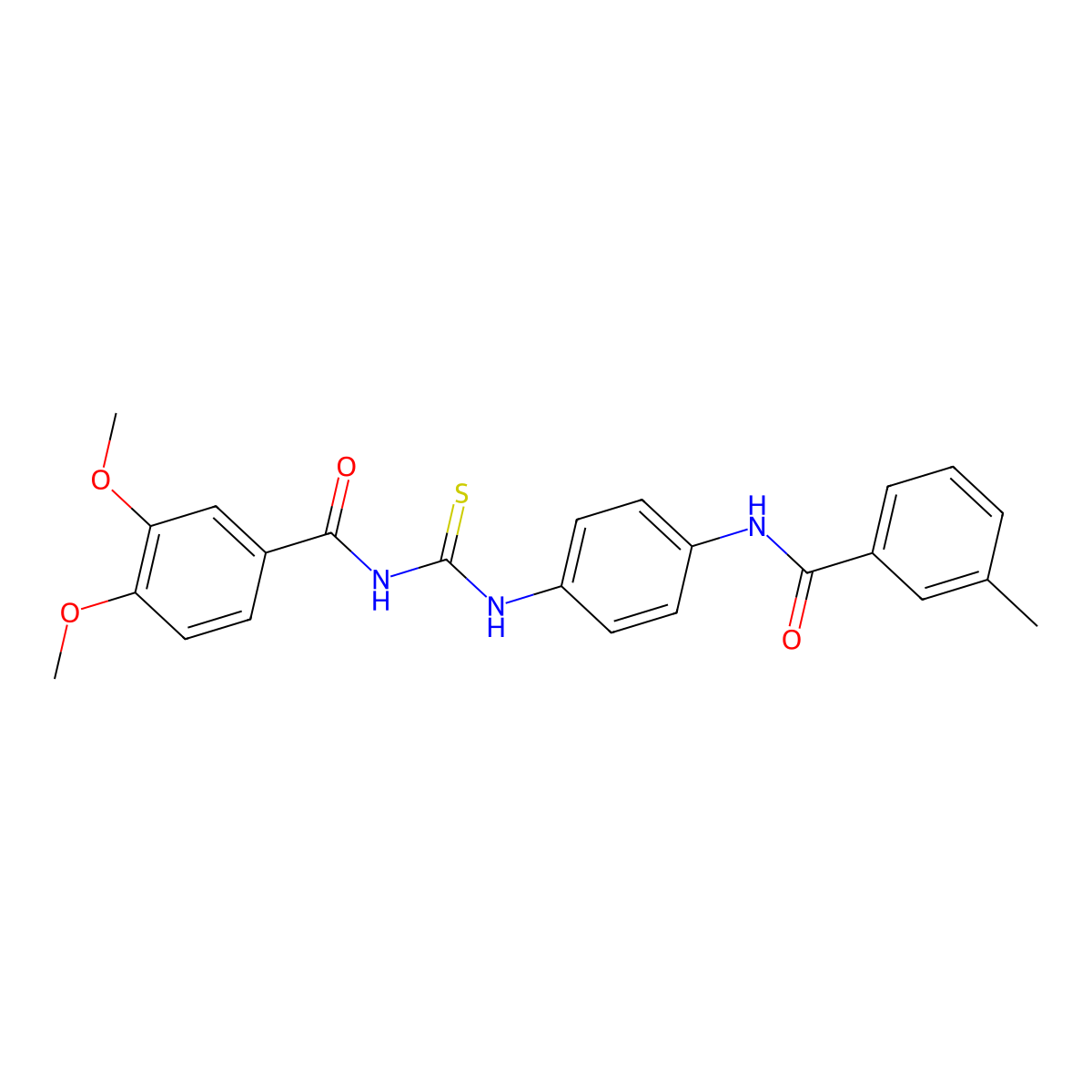 3,4-dimethoxy-N-[(4-{[(3-methylphenyl)carbonyl]amino}phenyl)carbamothioyl]benzamide molecular structure, CAS 335214-04-5