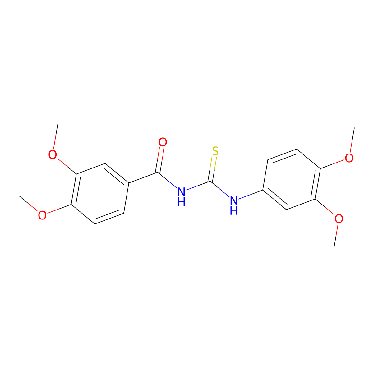 N-(3,4-dimethoxybenzoyl)-N'-(3,4-dimethoxyphenyl)thiourea molecular structure, CAS 335214-18-1