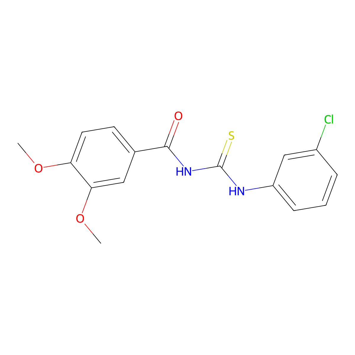 N-(3-chlorophenyl)-N'-(3,4-dimethoxybenzoyl)thiourea molecular structure, CAS 335214-21-6
