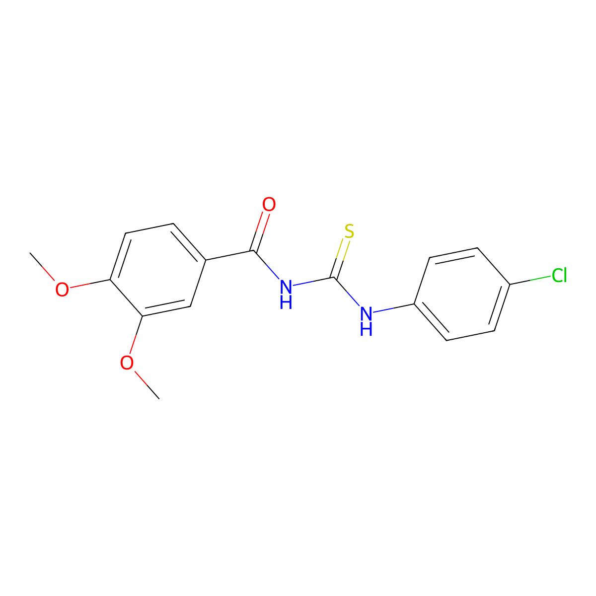 N-(4-chlorophenyl)-N'-(3,4-dimethoxybenzoyl)thiourea molecular structure, CAS 335214-22-7