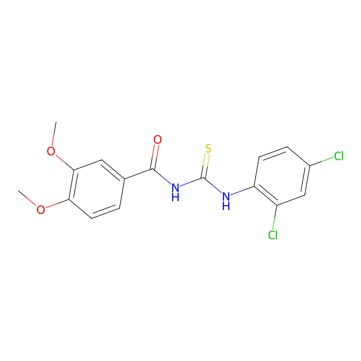 N-[(2,4-dichlorophenyl)carbamothioyl]-3,4-dimethoxybenzamide molecular structure, CAS 335214-23-8