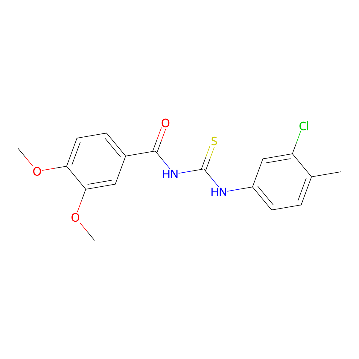 N-[(3-chloro-4-methylphenyl)carbamothioyl]-3,4-dimethoxybenzamide molecular structure, CAS 335214-24-9