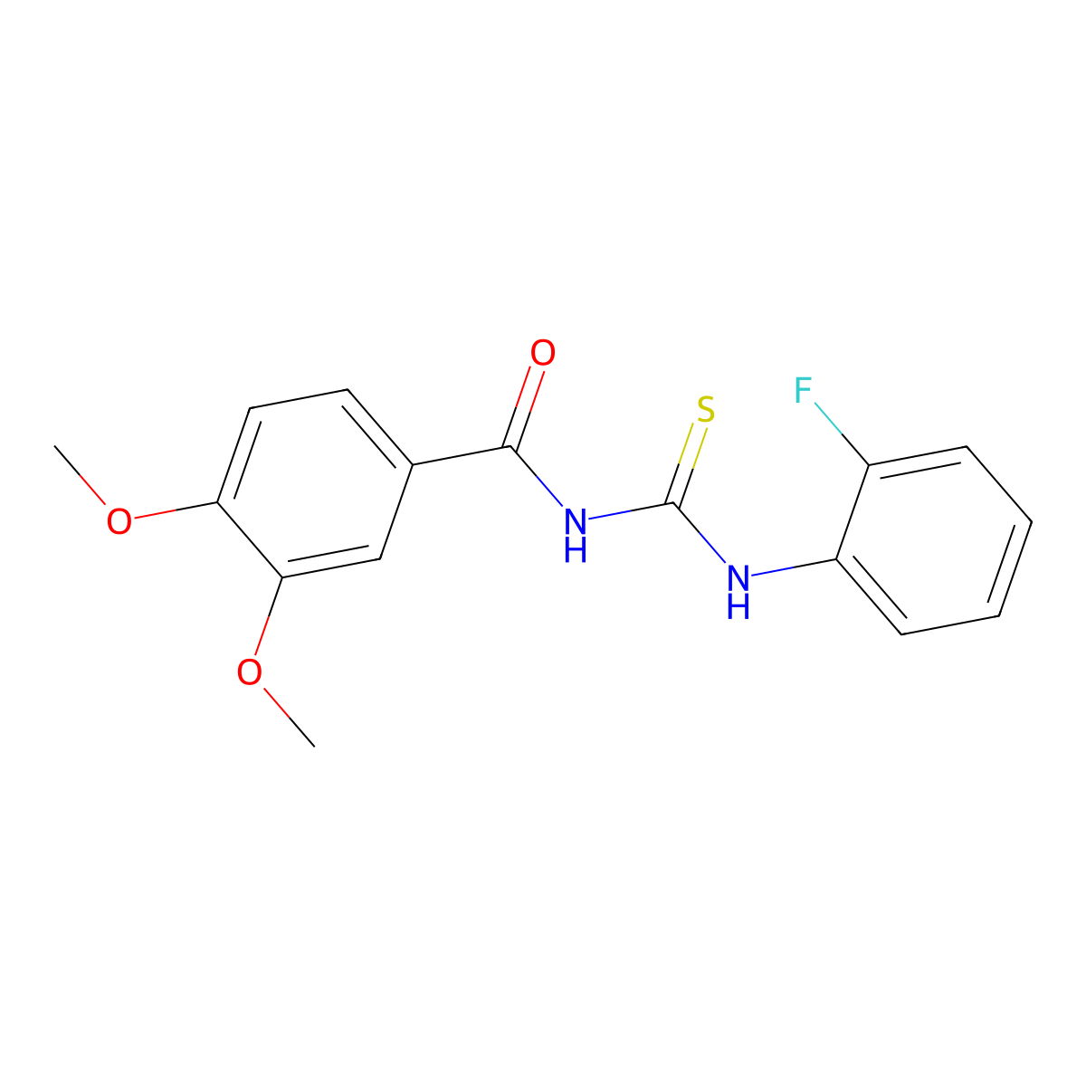 N-[(2-fluorophenyl)carbamothioyl]-3,4-dimethoxybenzamide molecular structure, CAS 335214-30-7