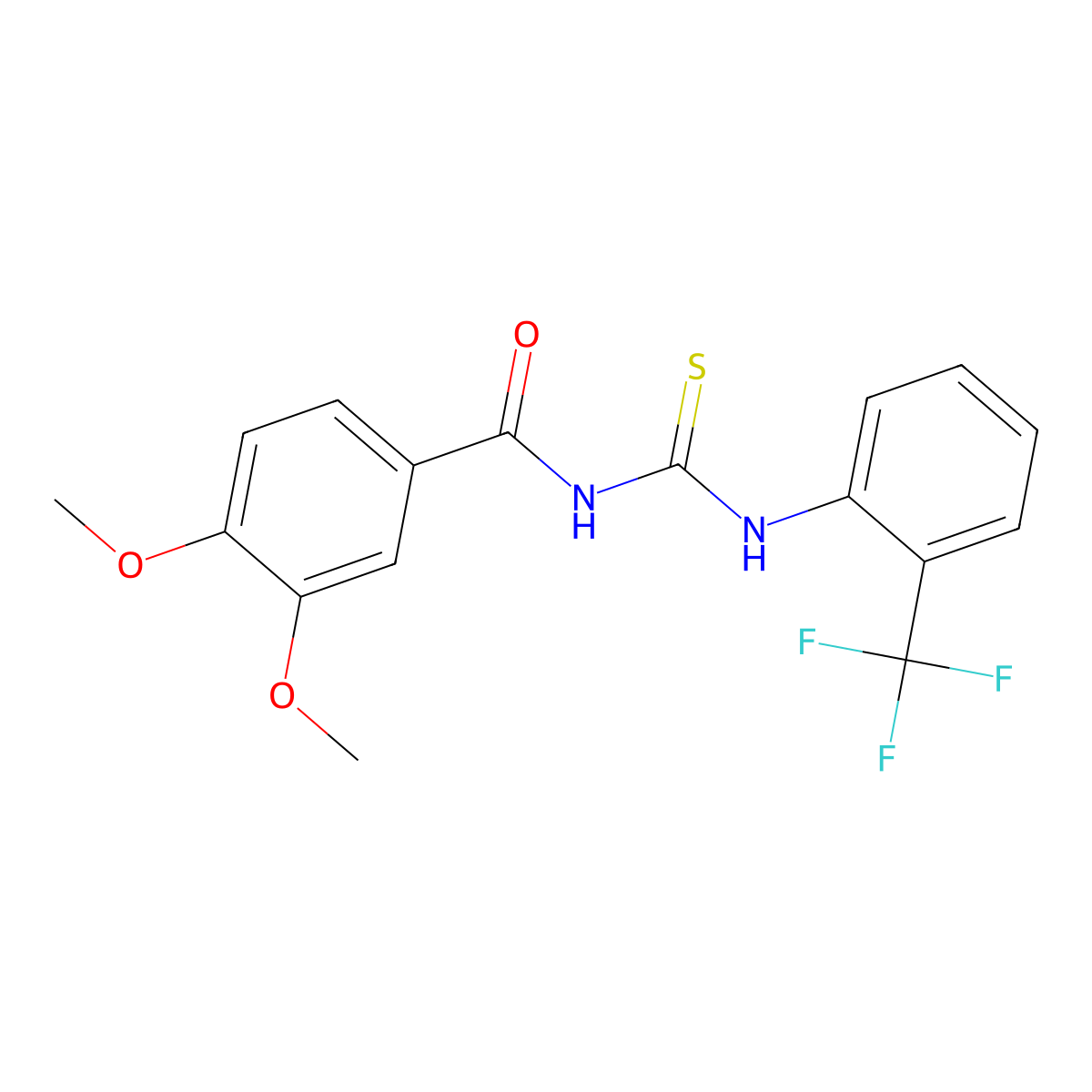 3,4-dimethoxy-N-[[2-(trifluoromethyl)phenyl]carbamothioyl]benzamide molecular structure, CAS 335214-31-8