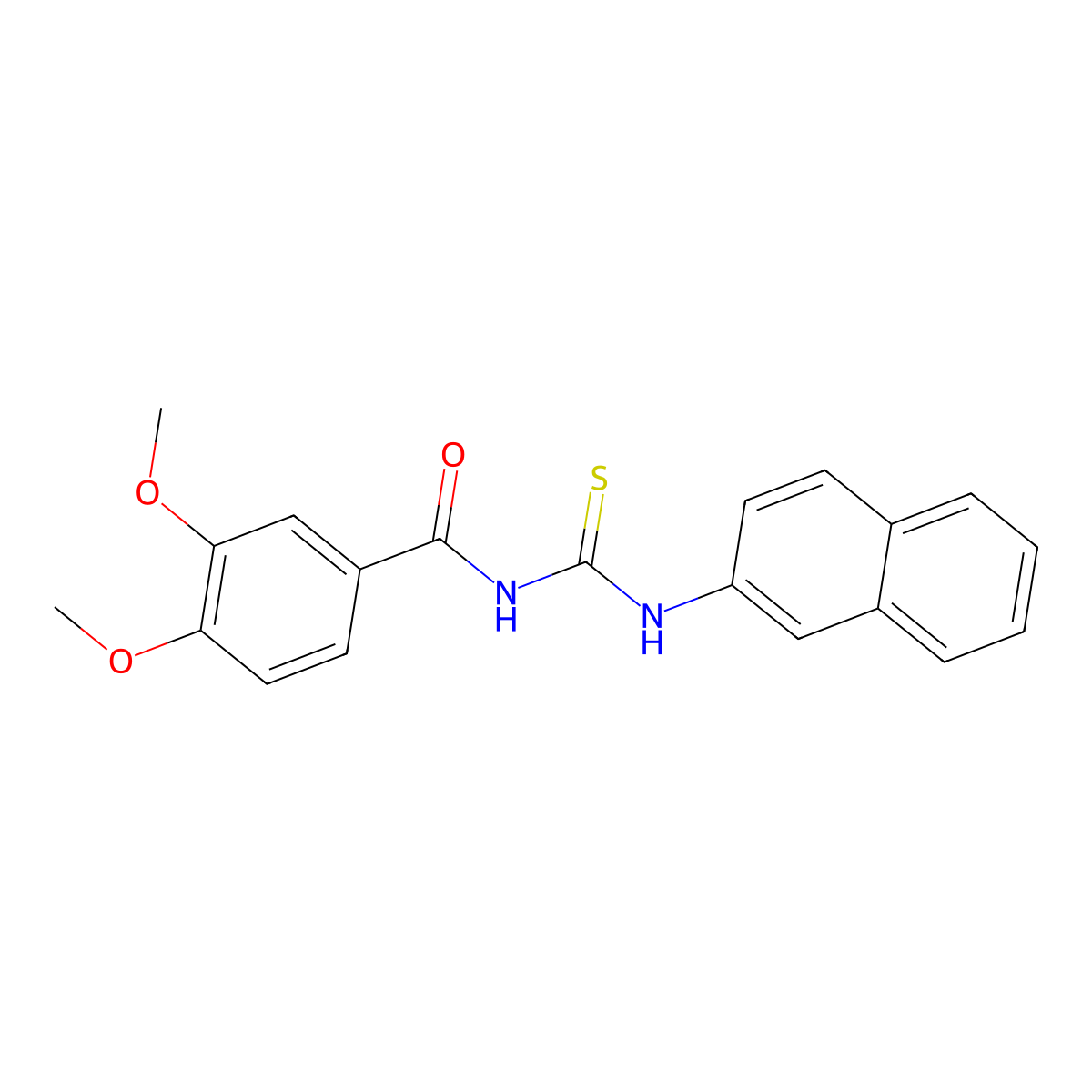 3,4-dimethoxy-N-(naphthalen-2-ylcarbamothioyl)benzamide molecular structure, CAS 335214-36-3