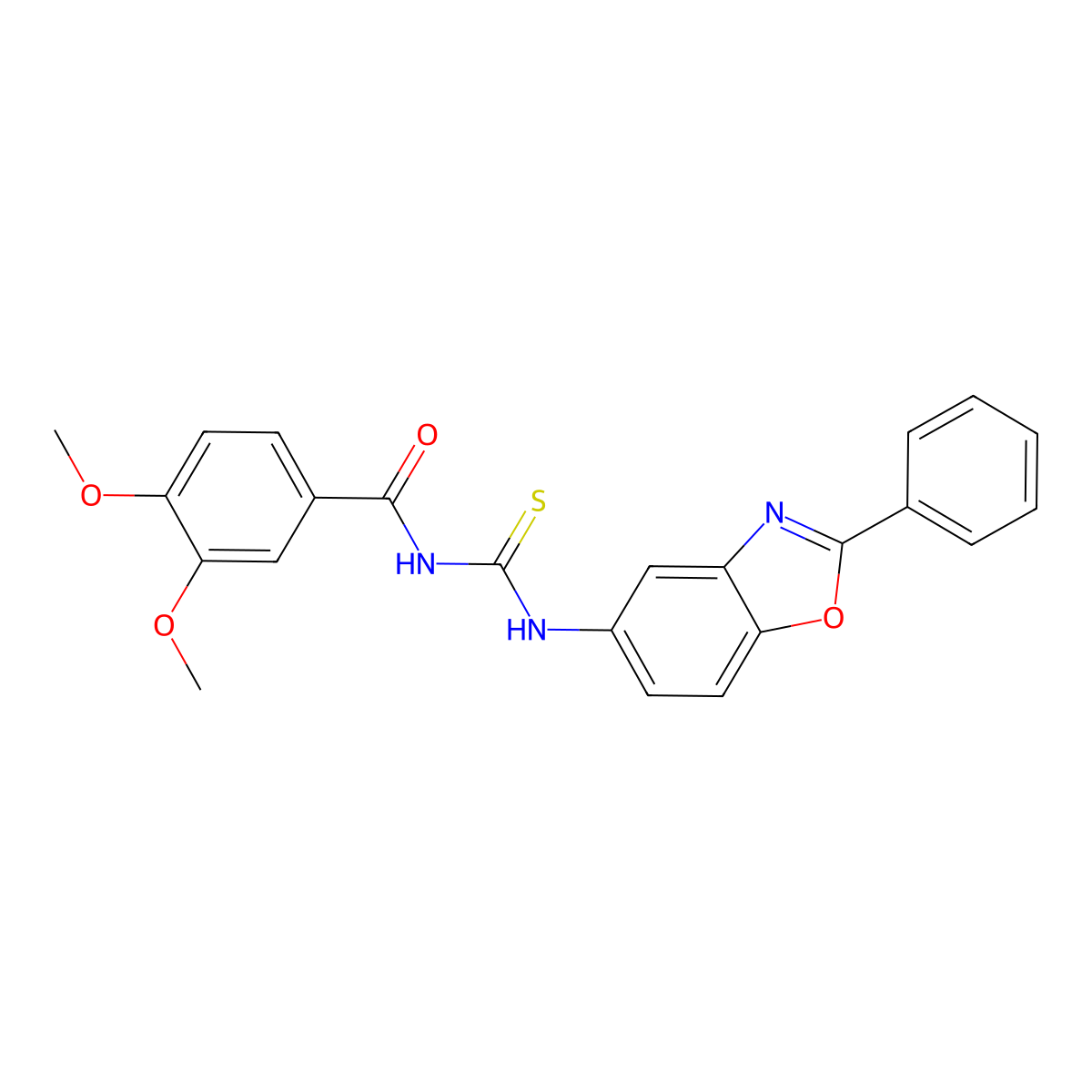 3,4-dimethoxy-N-[(2-phenyl-1,3-benzoxazol-5-yl)carbamothioyl]benzamide molecular structure, CAS 335214-39-6