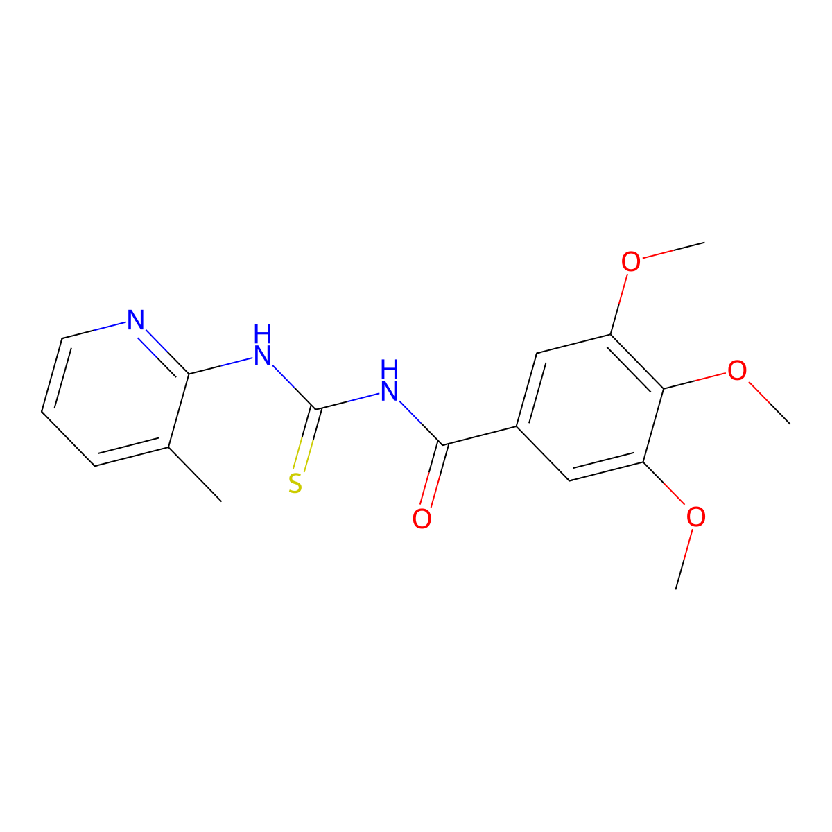3,4,5-trimethoxy-N-[(3-methylpyridin-2-yl)carbamothioyl]benzamide molecular structure, CAS 335214-46-5