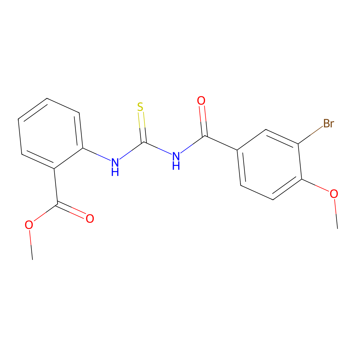 Methyl 2-({[(3-bromo-4-methoxyphenyl)carbonyl]carbamothioyl}amino)benzoate molecular structure, CAS 335214-60-3