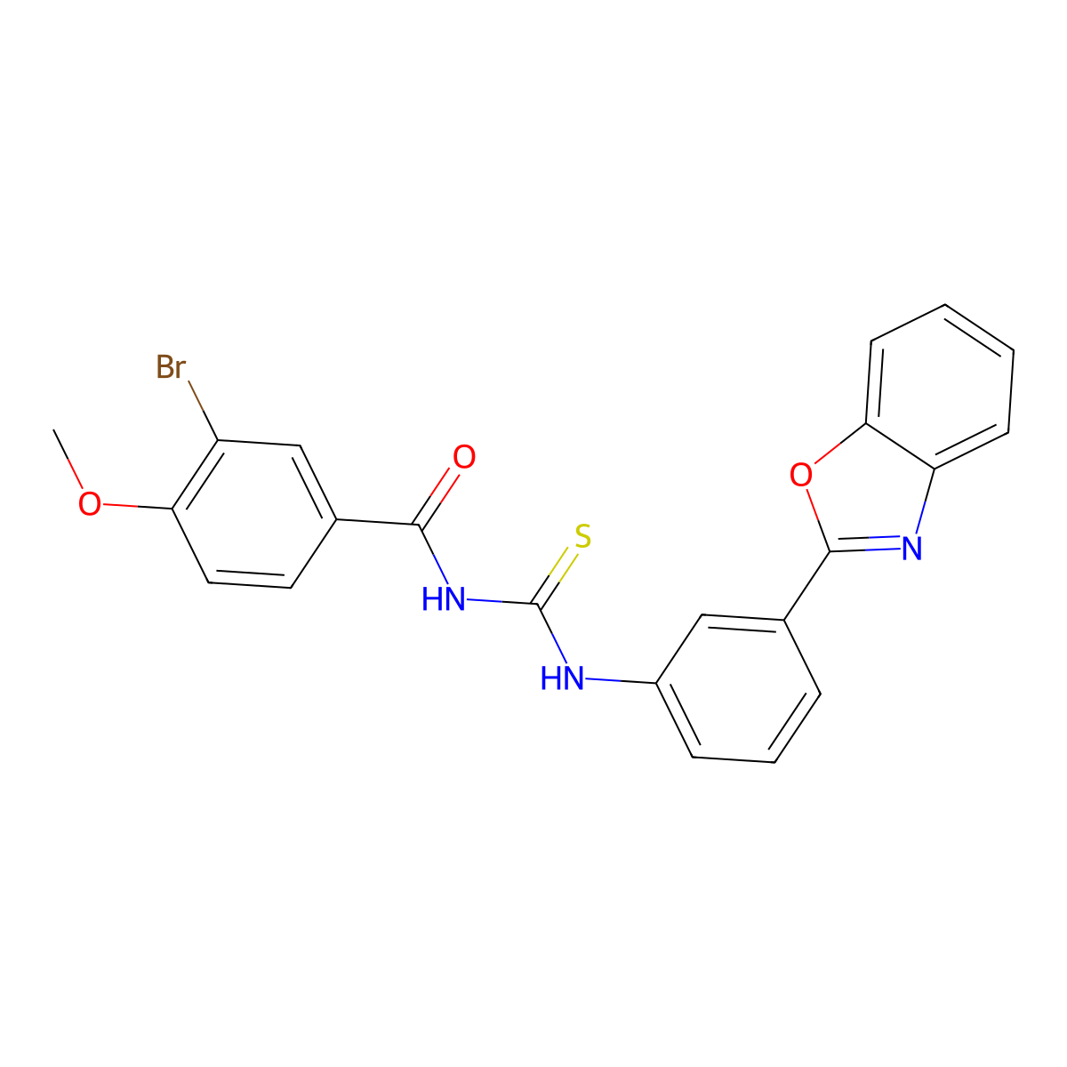 N-[[3-(1,3-benzoxazol-2-yl)phenyl]carbamothioyl]-3-bromo-4-methoxybenzamide molecular structure, CAS 335214-67-0