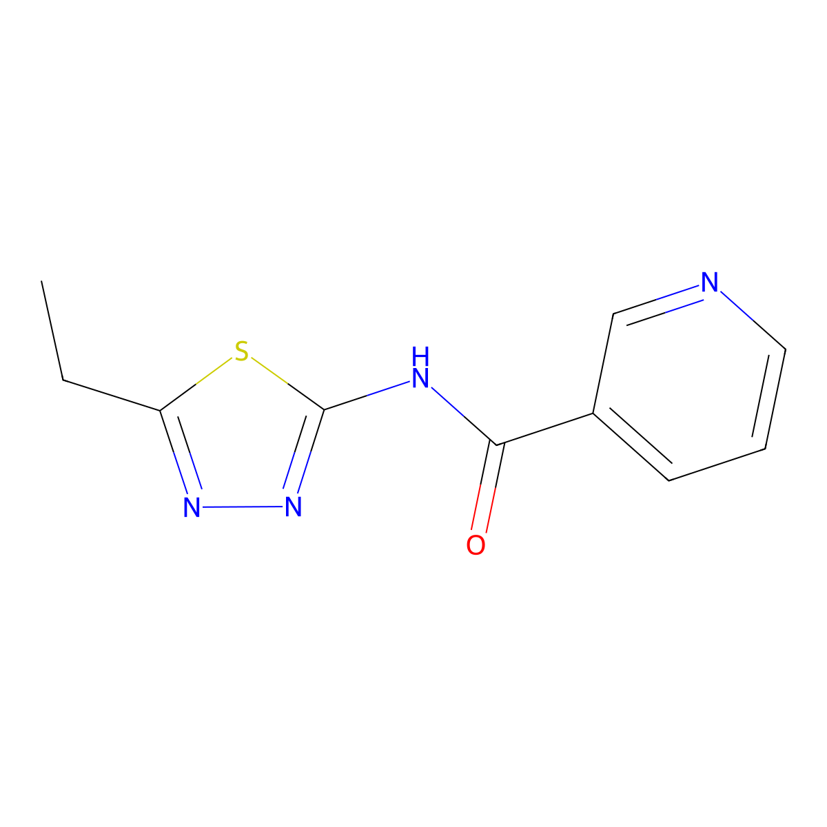 N-(5-ethyl-1,3,4-thiadiazol-2-yl)nicotinamide molecular structure, CAS 335215-18-4