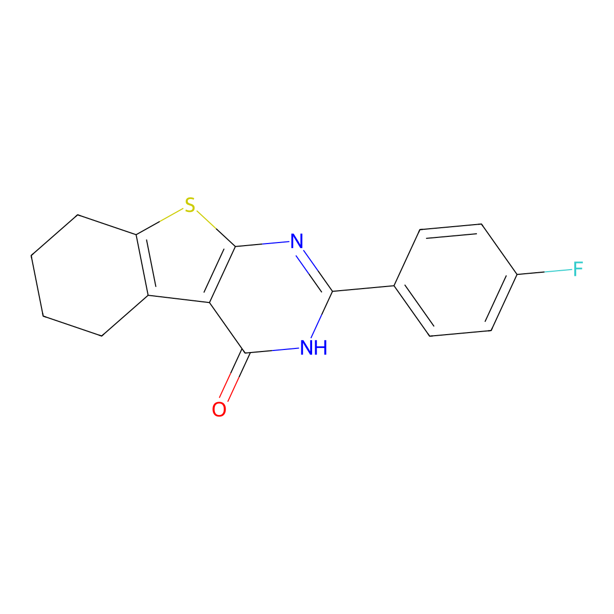 2-(4-fluorophenyl)-5,6,7,8-tetrahydro[1]benzothieno[2,3-d]pyrimidin-4(3H)-one molecular structure, CAS 335215-50-4
