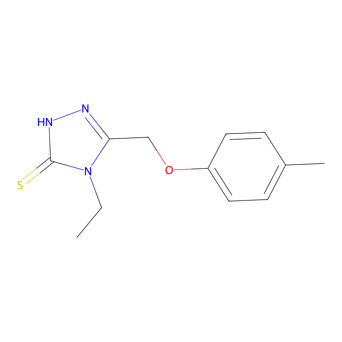 4-ethyl-5-[(4-methylphenoxy)methyl]-4H-1,2,4-triazole-3-thiol molecular structure, CAS 335215-56-0