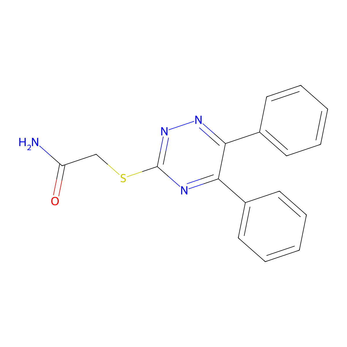 2-((5,6-Diphenyl-1,2,4-triazin-3-YL)thio)acetamide molecular structure, CAS 335215-64-0