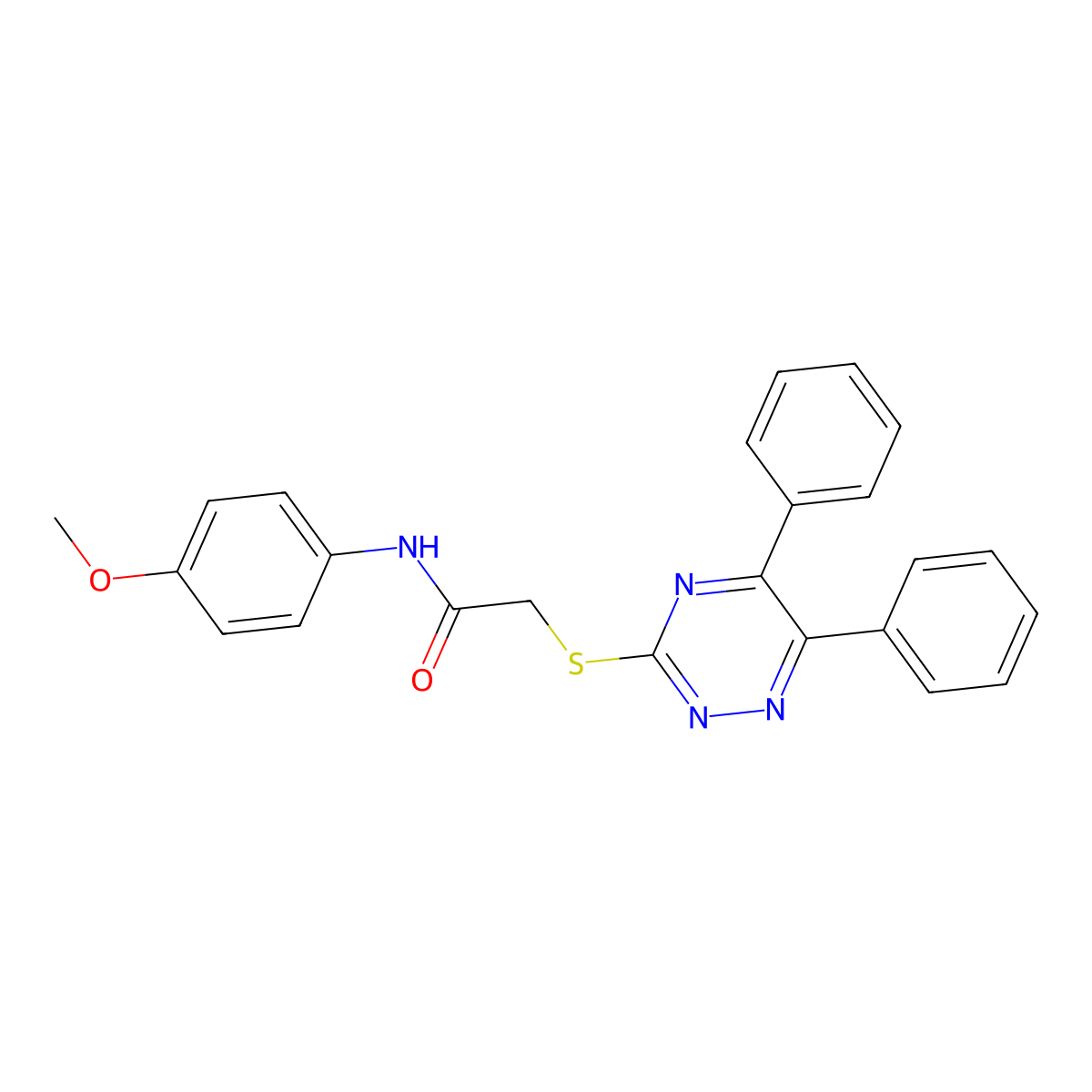 2-((5,6-Diphenyl-1,2,4-triazin-3-YL)thio)-N-(4-methoxyphenyl)acetamide molecular structure, CAS 335215-68-4