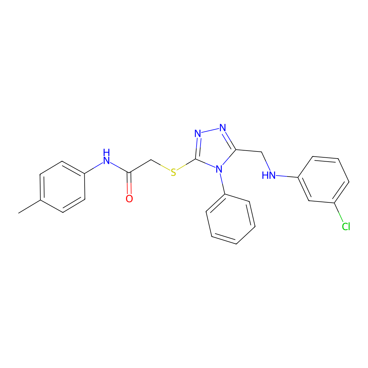 2-((5-((3-Chloroanilino)methyl)-4-phenyl-4H-1,2,4-triazol-3-YL)sulfanyl)-N-(4-methylphenyl)acetamide molecular structure, CAS 335217-77-1