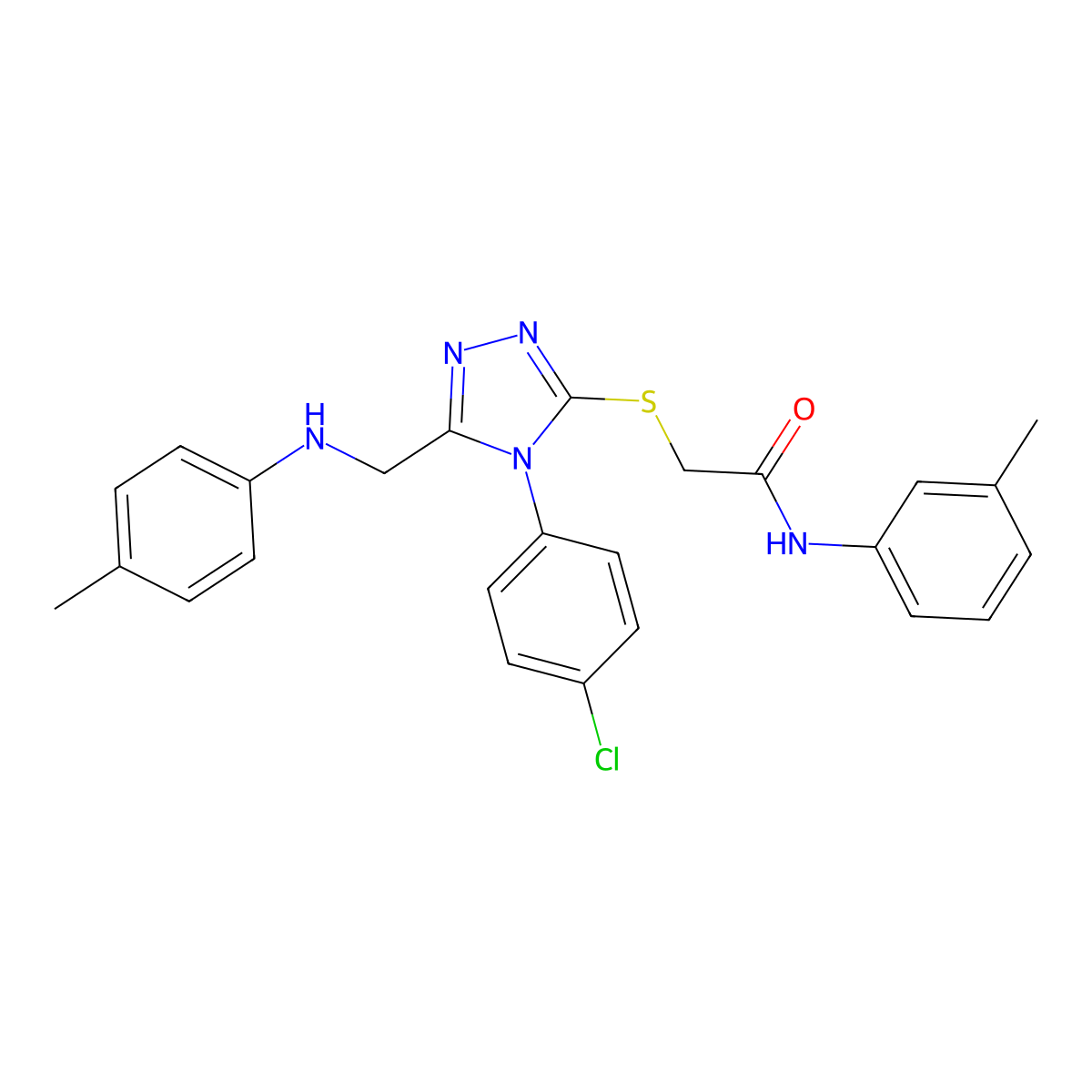 2-((4-(4-Chlorophenyl)-5-((p-tolylamino)methyl)-4H-1,2,4-triazol-3-yl)thio)-N-(m-tolyl)acetamide molecular structure, CAS 335217-95-3