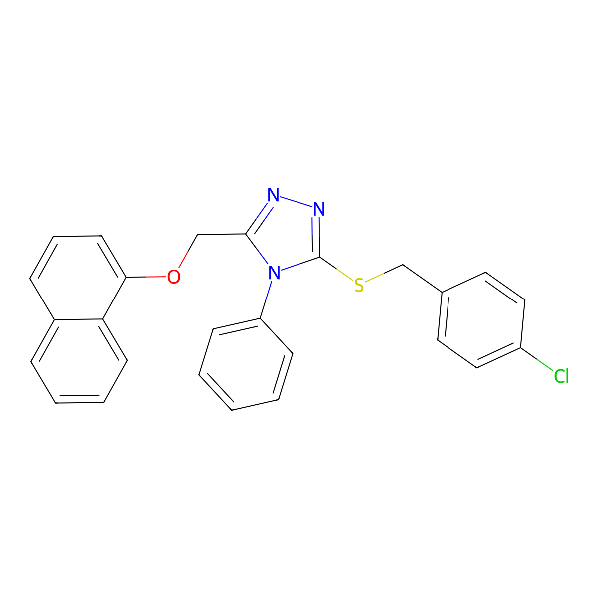 {5-[(4-chlorobenzyl)sulfanyl]-4-phenyl-4H-1,2,4-triazol-3-yl}methyl 1-naphthyl ether molecular structure, CAS 335218-30-9