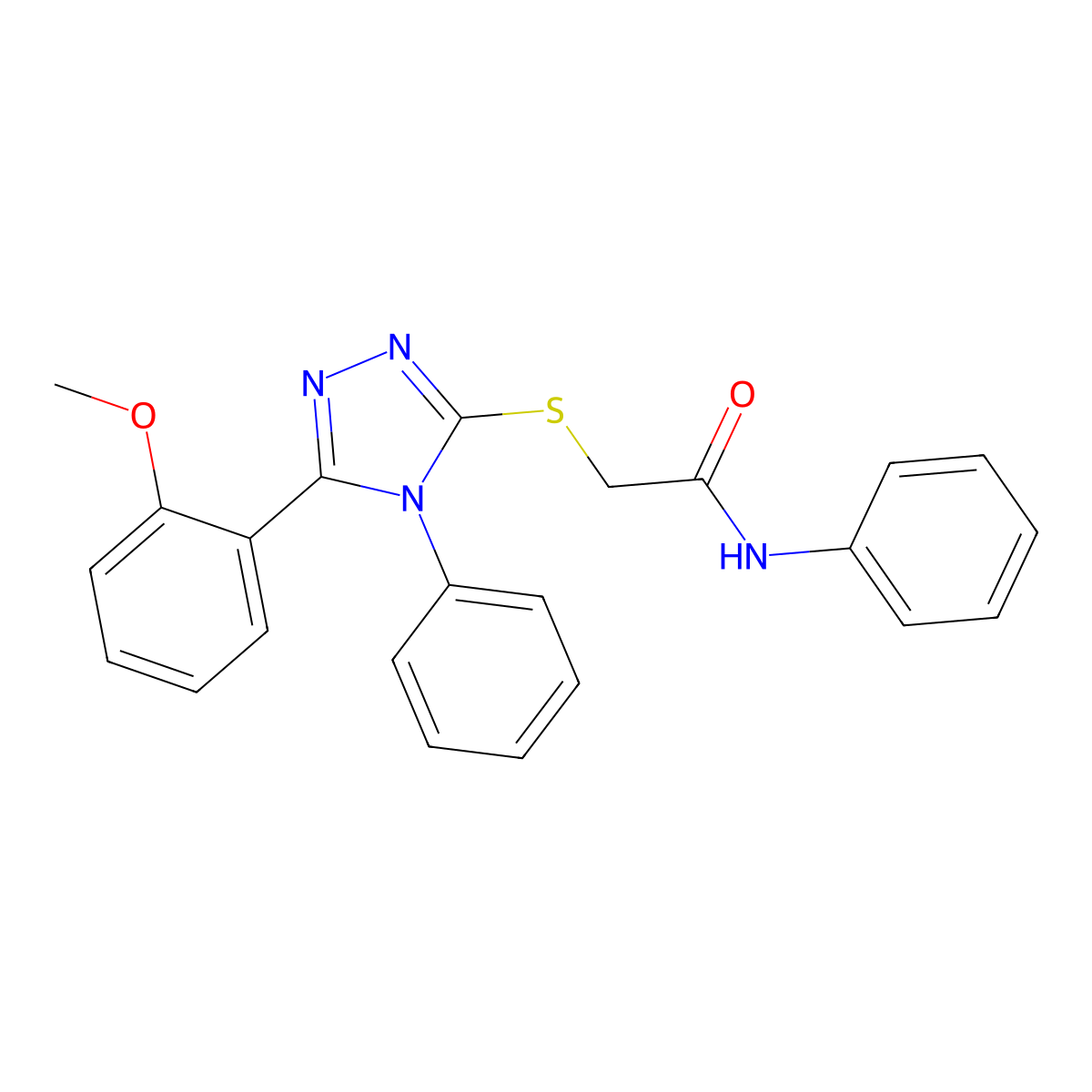 2-((5-(2-Methoxyphenyl)-4-phenyl-4H-1,2,4-triazol-3-YL)thio)-N-phenylacetamide molecular structure, CAS 335219-35-7
