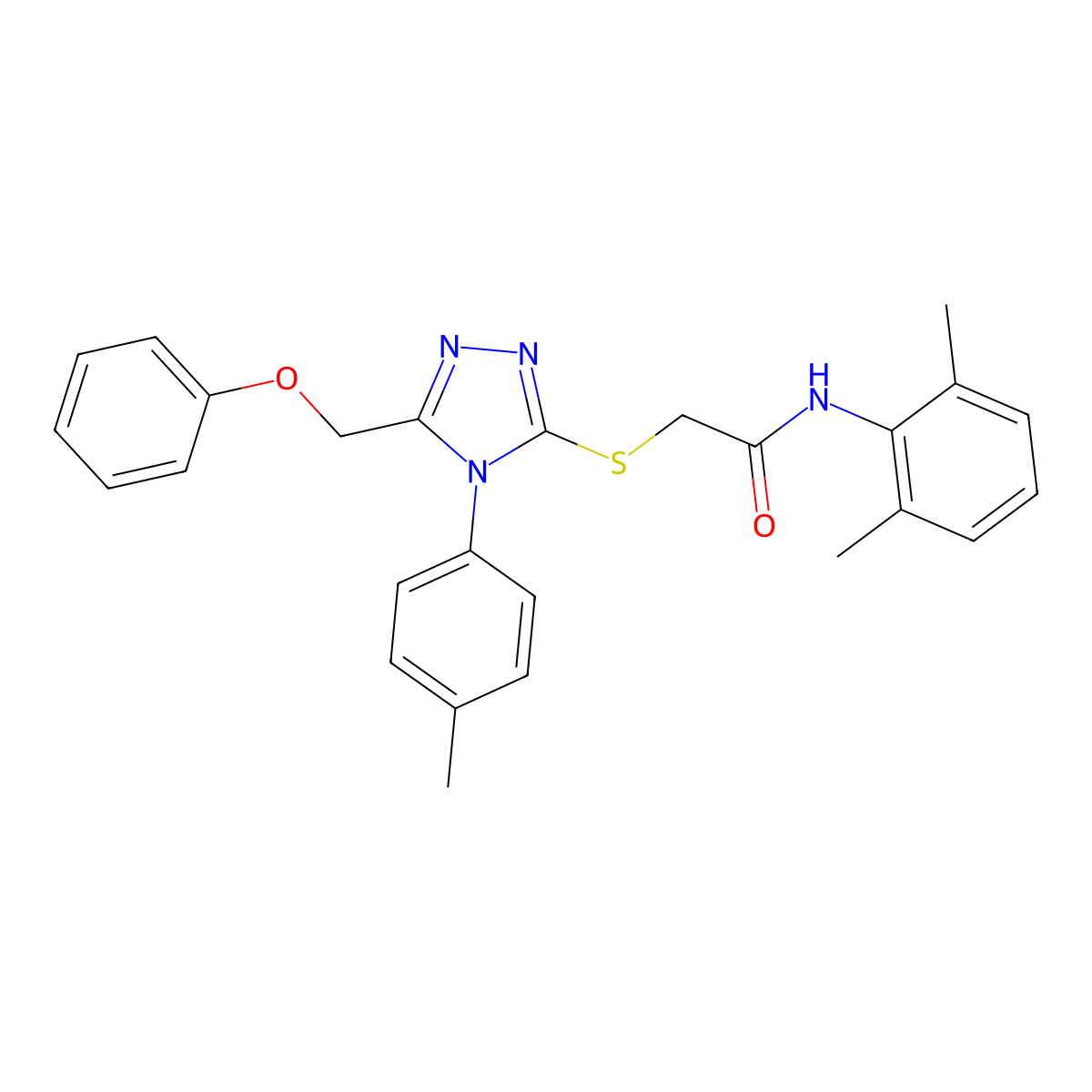 N-(2,6-dimethylphenyl)-2-[[4-(4-methylphenyl)-5-(phenoxymethyl)-1,2,4-triazol-3-yl]sulfanyl]acetamide molecular structure, CAS 335219-66-4