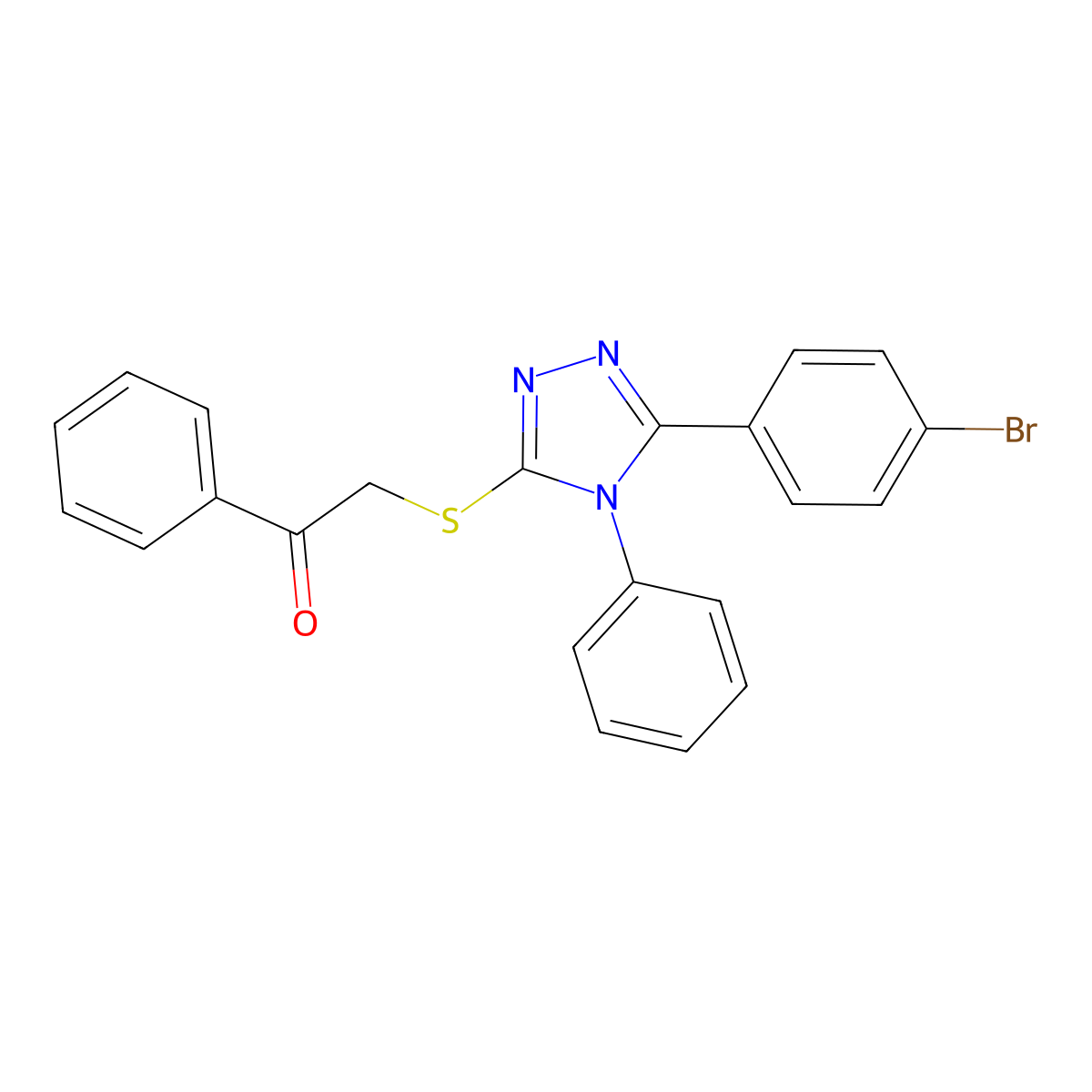 2-[[5-(4-Bromophenyl)-4-phenyl-1,2,4-triazol-3-yl]sulfanyl]-1-phenylethanone molecular structure, CAS 335219-75-5