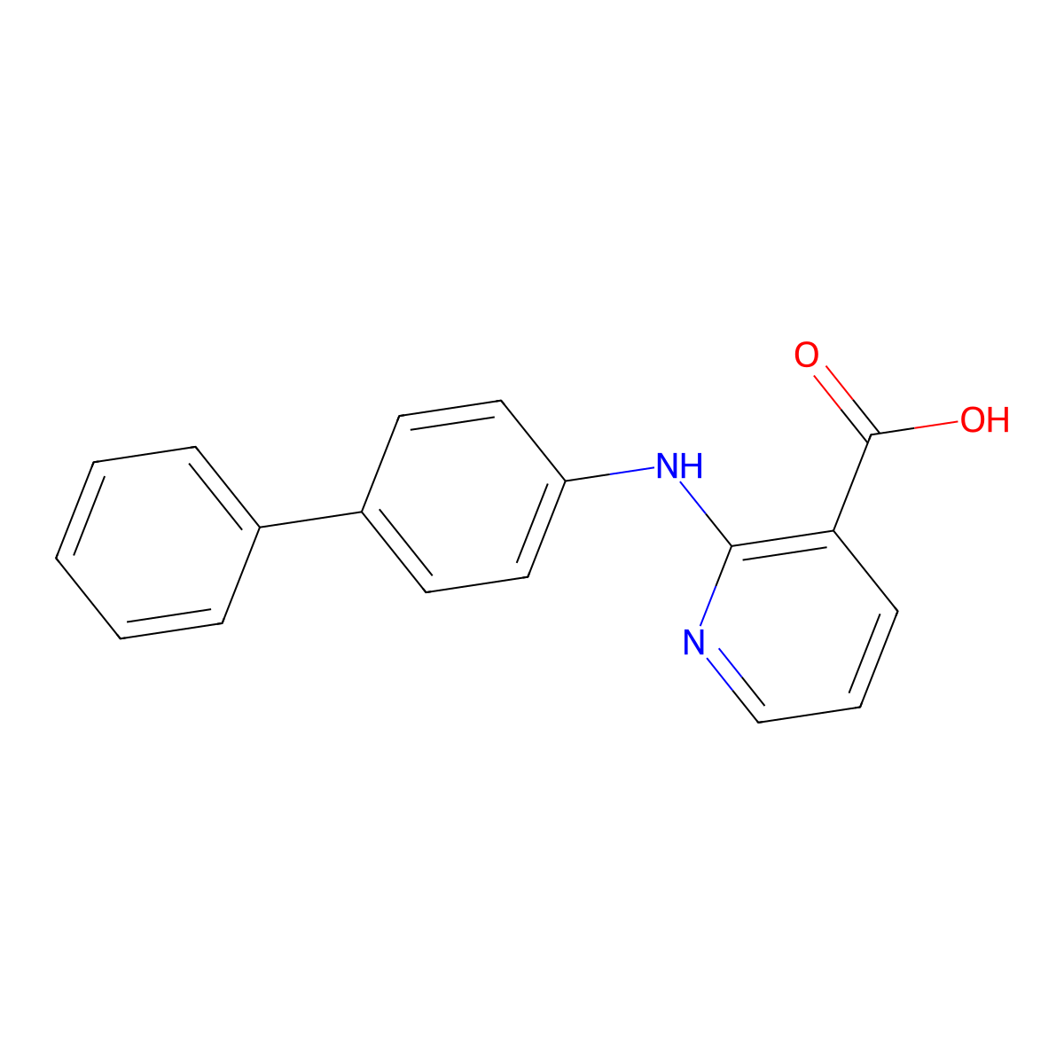 Nicotinic acid, 2-(4-biphenylylamino)- molecular structure, CAS 33522-82-6
