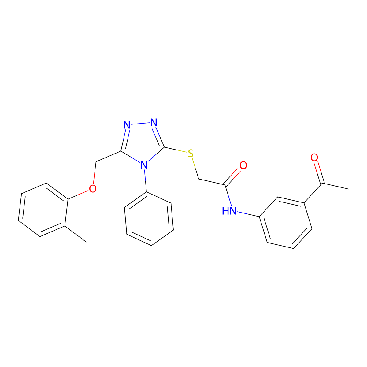N-(3-acetylphenyl)-2-({5-[(2-methylphenoxy)methyl]-4-phenyl-4H-1,2,4-triazol-3-yl}sulfanyl)acetamide molecular structure, CAS 335220-31-0