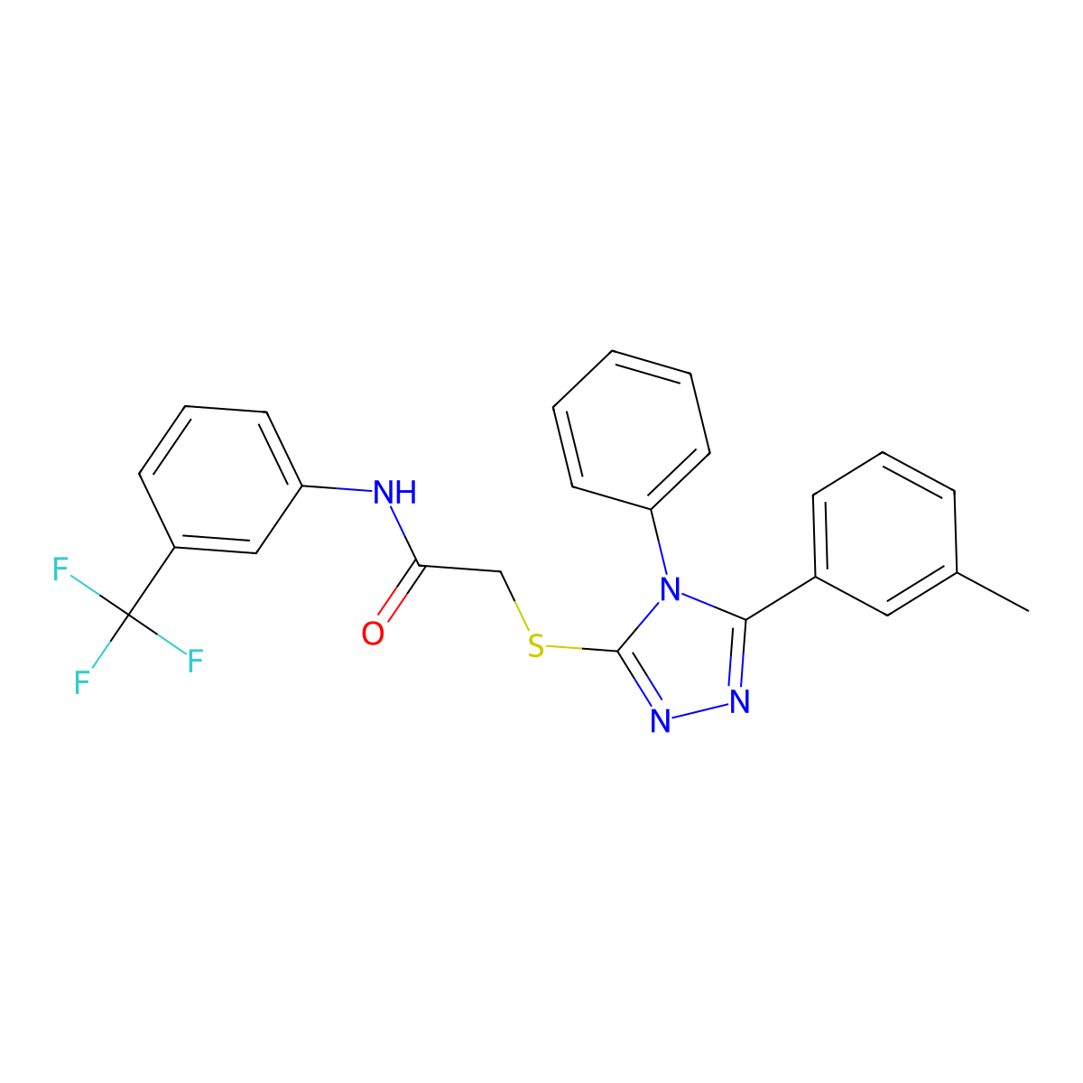 2-[[5-(3-methylphenyl)-4-phenyl-1,2,4-triazol-3-yl]sulfanyl]-N-[3-(trifluoromethyl)phenyl]acetamide molecular structure, CAS 335220-62-7