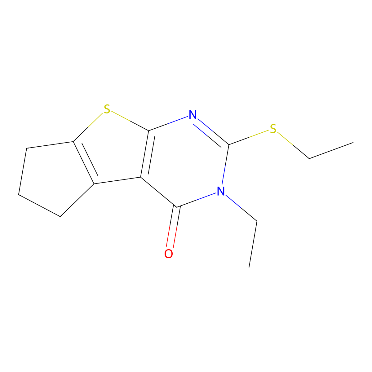 5-Ethyl-6-ethylsulfanyl-1,2,3,5-tetrahydro-8-thia-5,7-diaza-cyclopenta[a]inden-4-one molecular structure, CAS 335220-88-7